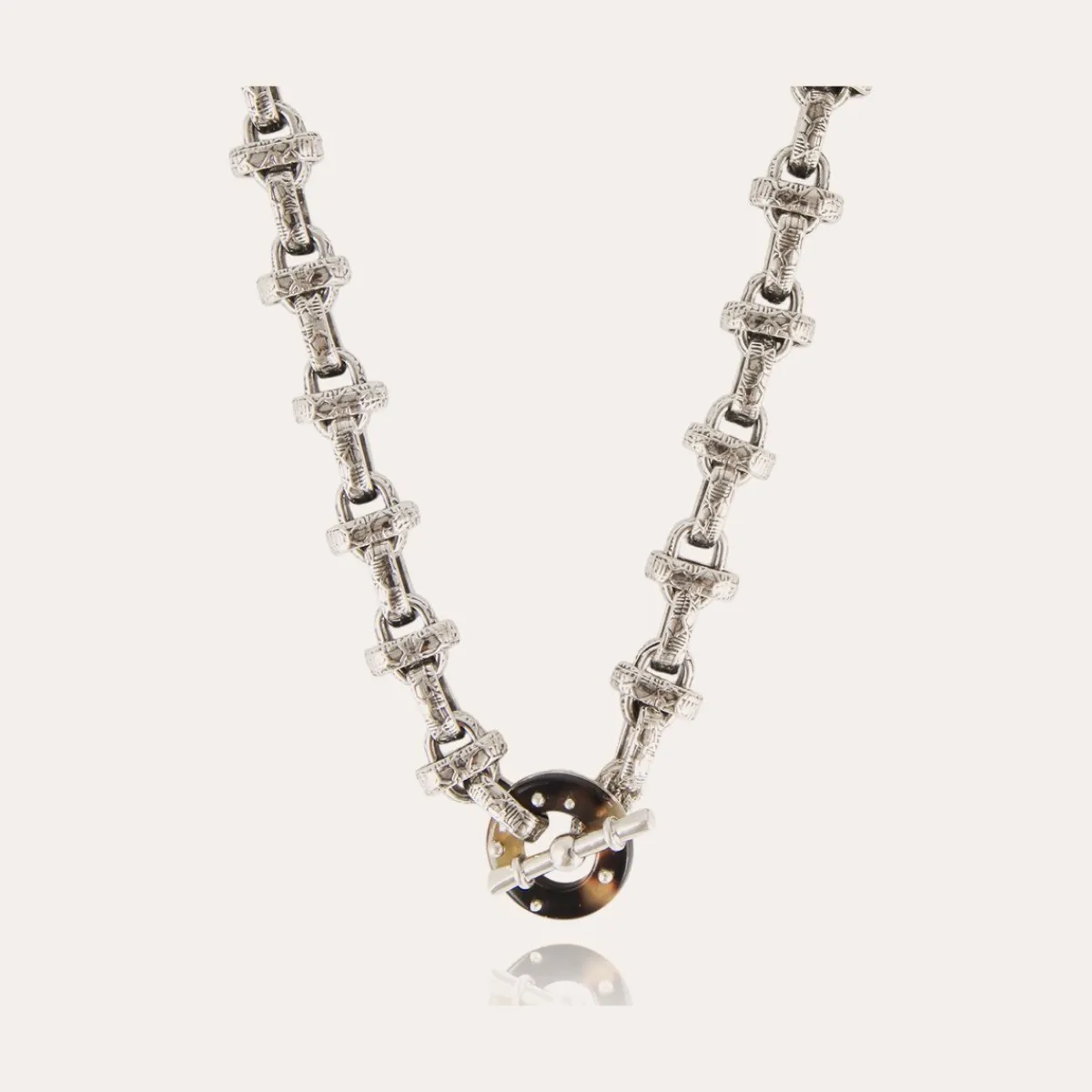 Discount Gas Bijoux Adrian necklace acetate silver - Tortoise Brown