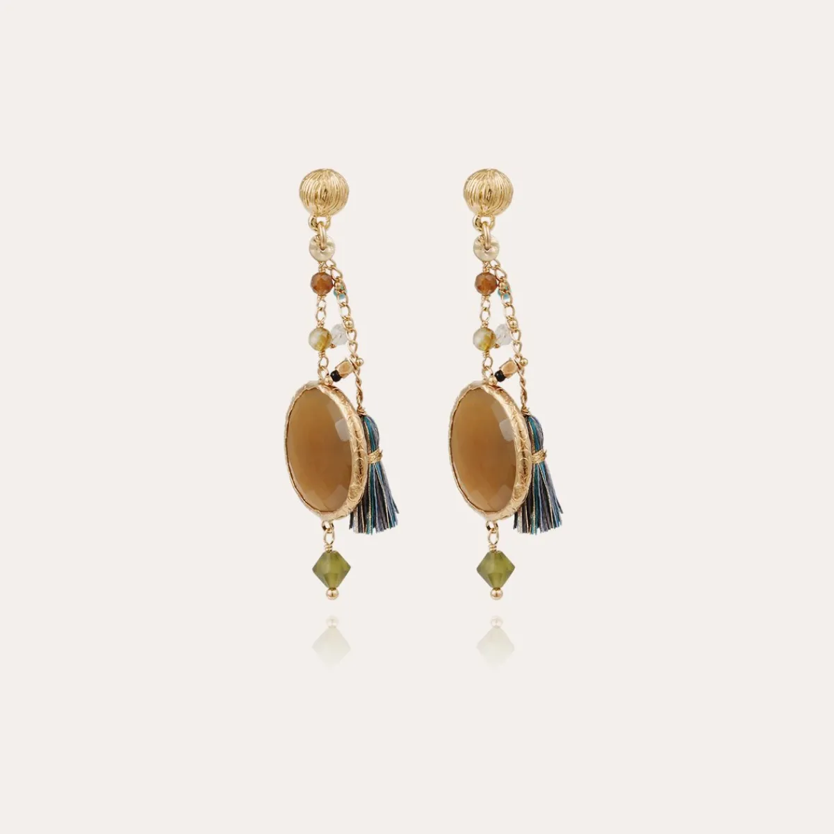 Store Gas Bijoux Boucles d'oreilles Serti Pondicherie dorées - Calcite jaune Calcitejaune