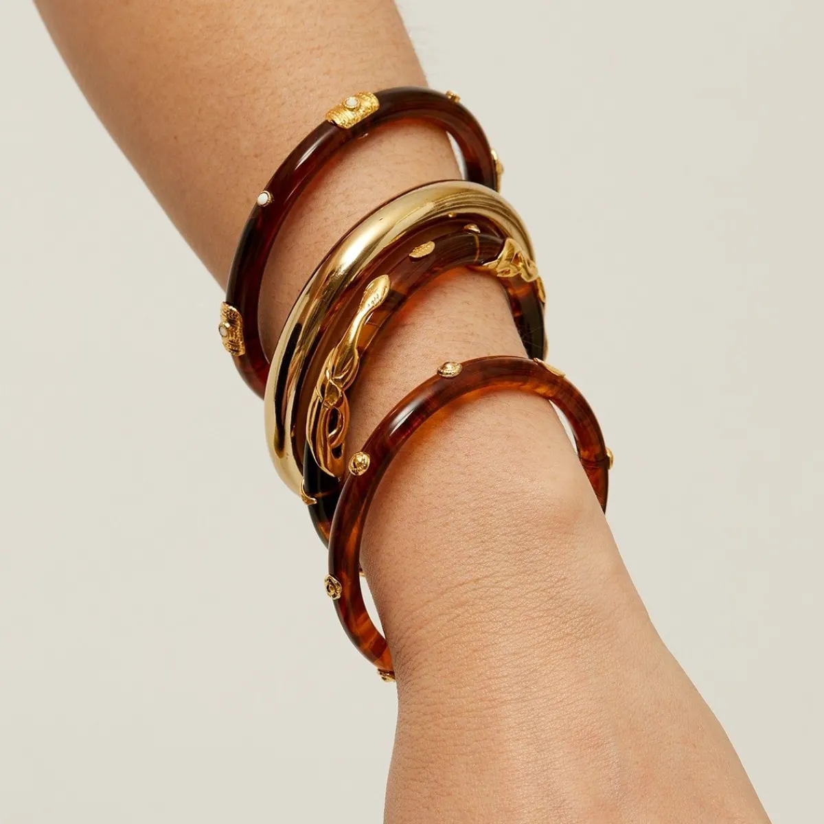 Clearance Gas Bijoux Caftan Bis Bracelet acetate gold - Brown Tortoise