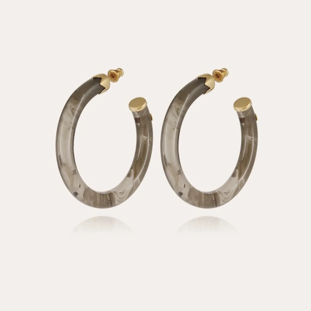 Sale Gas Bijoux Caftan hoop earrings acetate gold - Grey