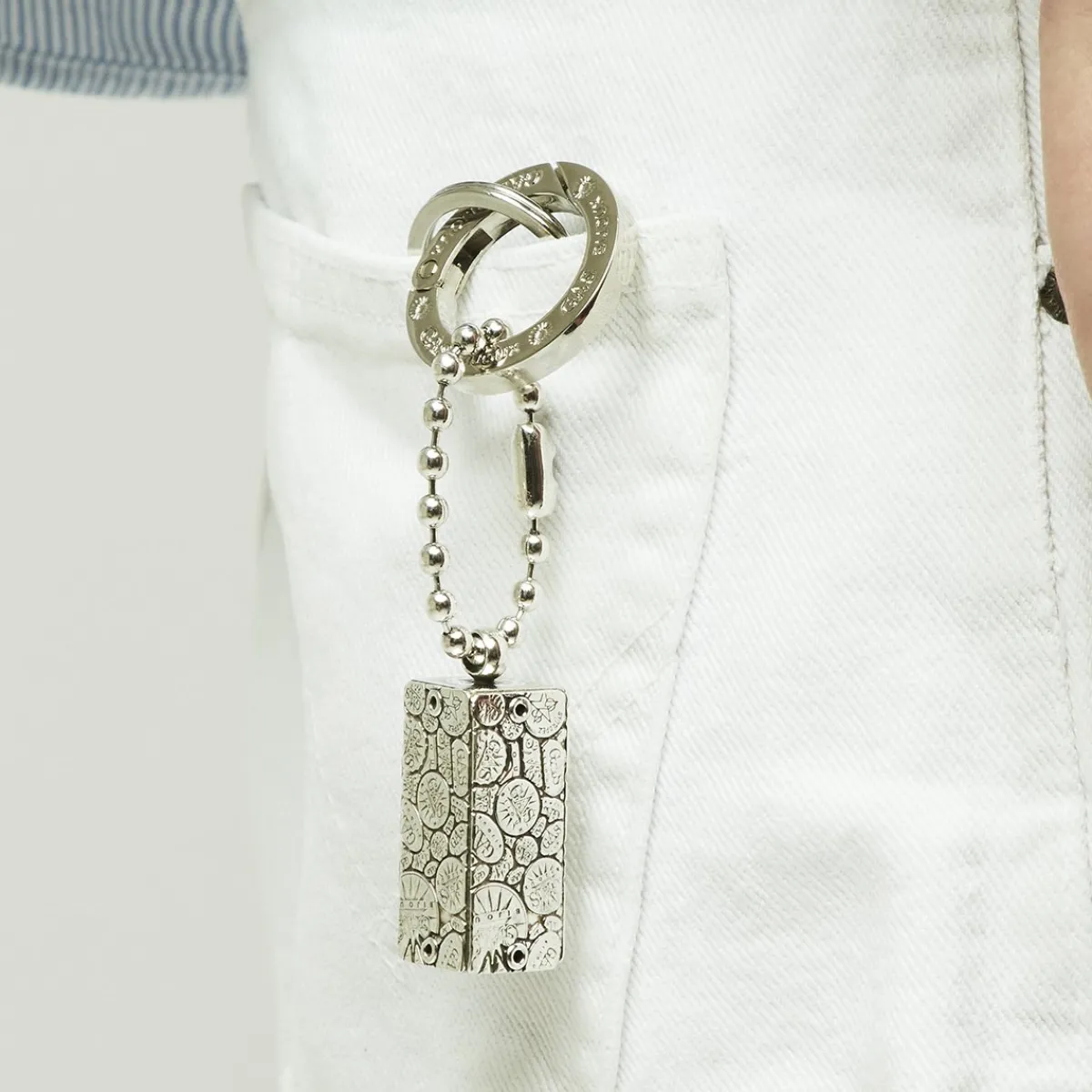 New Gas Bijoux Cage Bozart key ring silver NOCOLOR