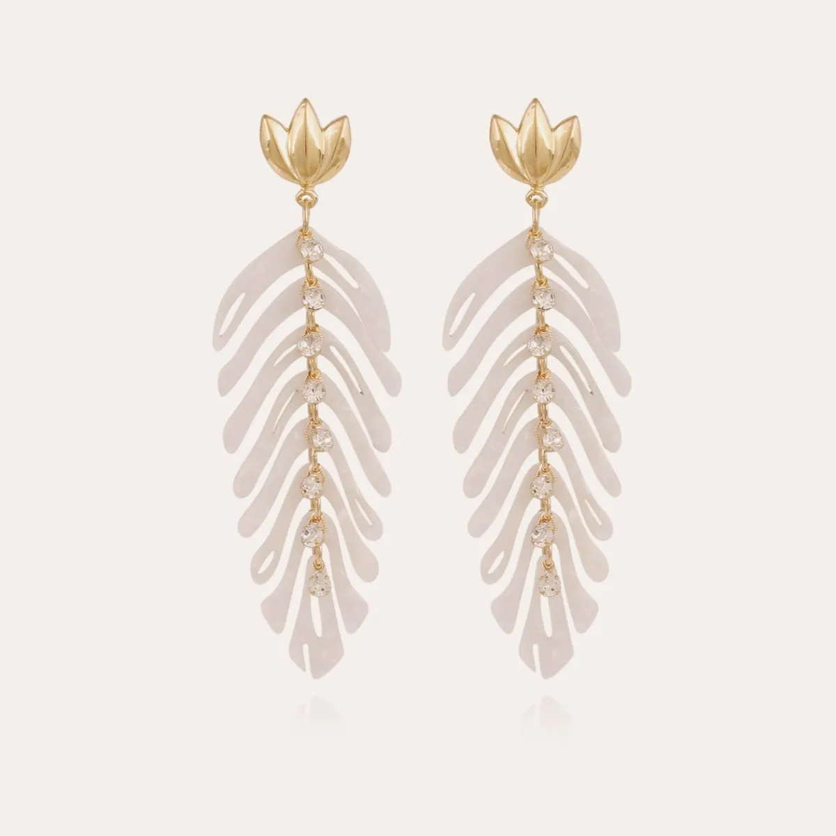 New Gas Bijoux Cavallo earrings acetate gold - Ivory Offwhite