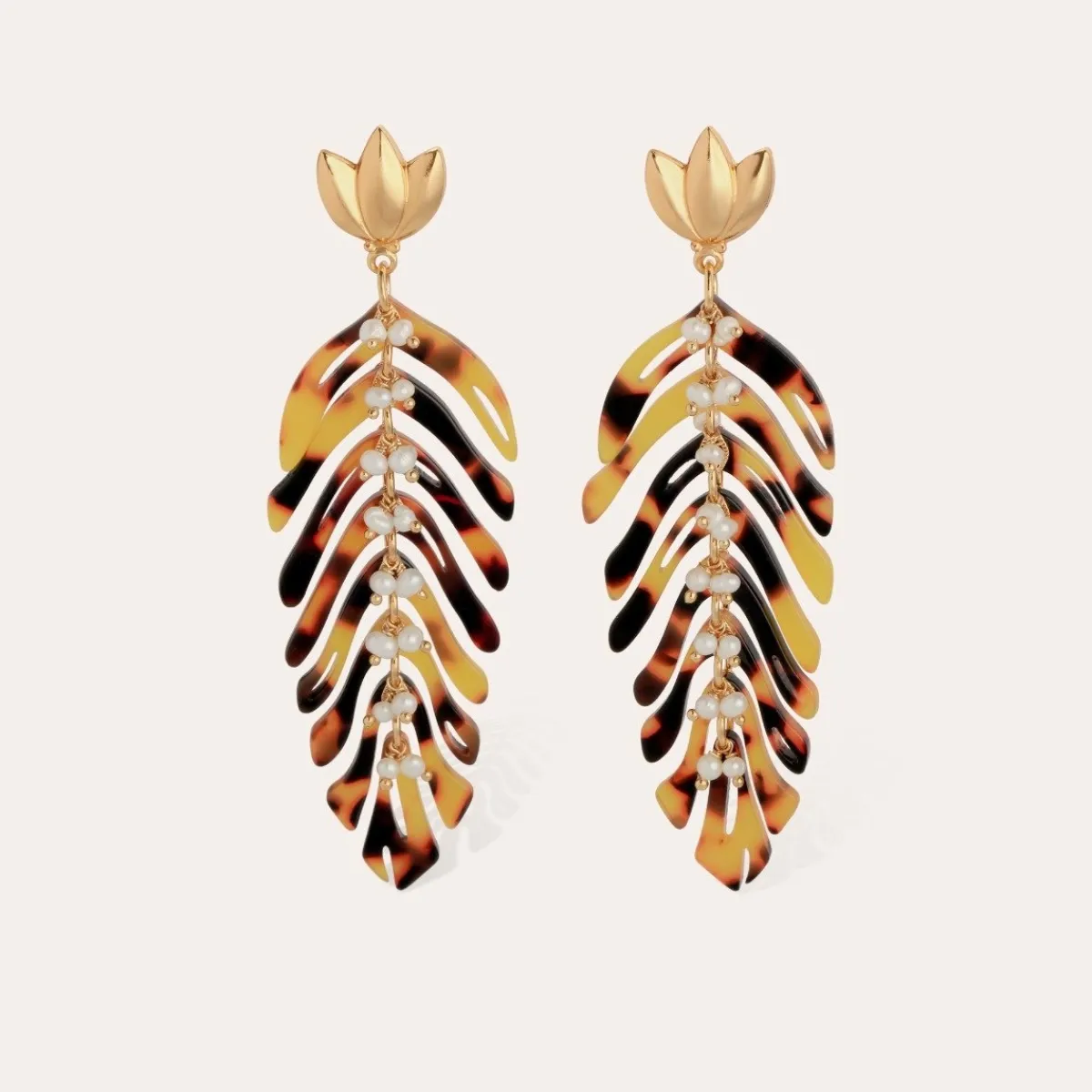 Store Gas Bijoux Cavallo earrings acetate gold - Tortoise Brown