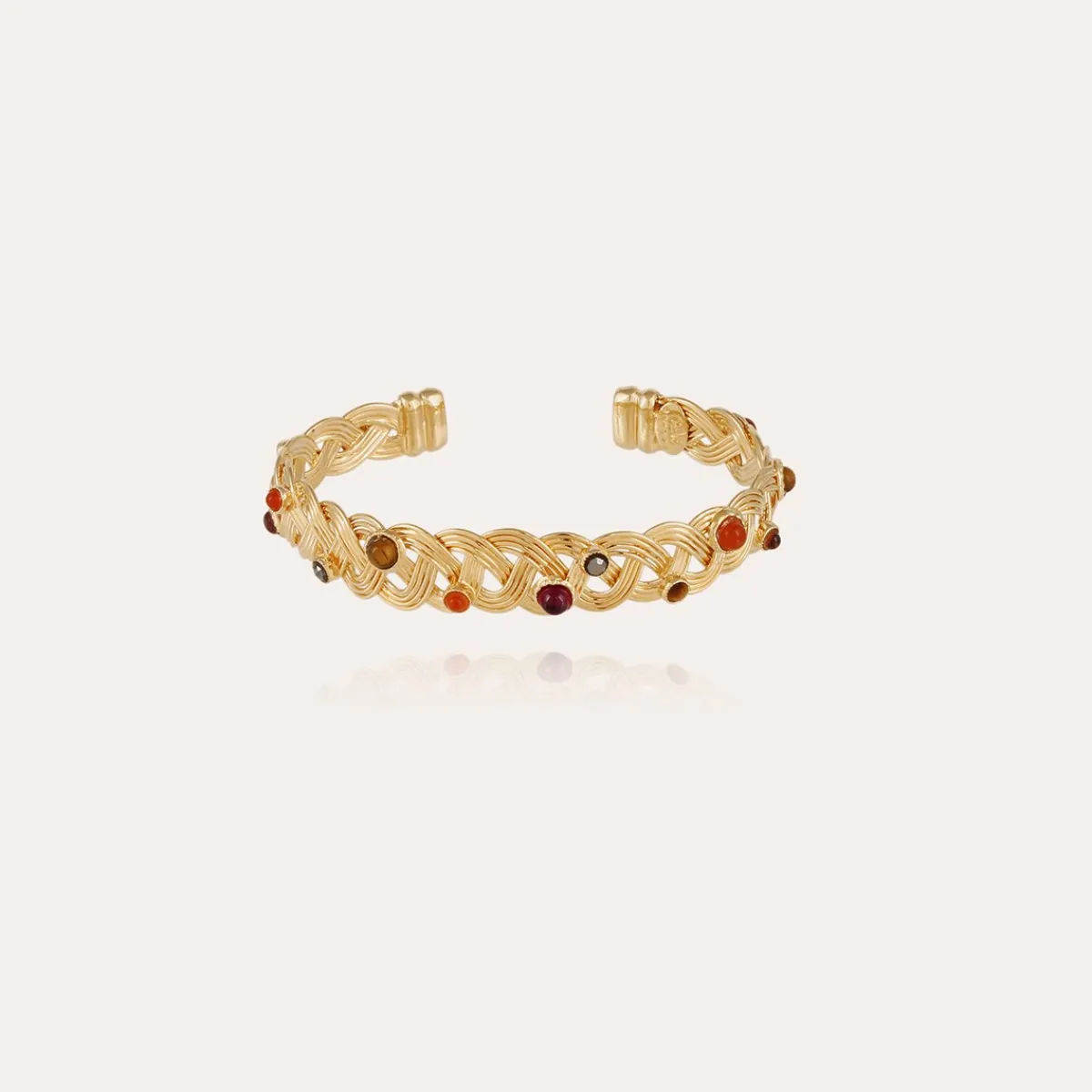 Best Gas Bijoux Cesaria jonc cabochons bracelet gold Red