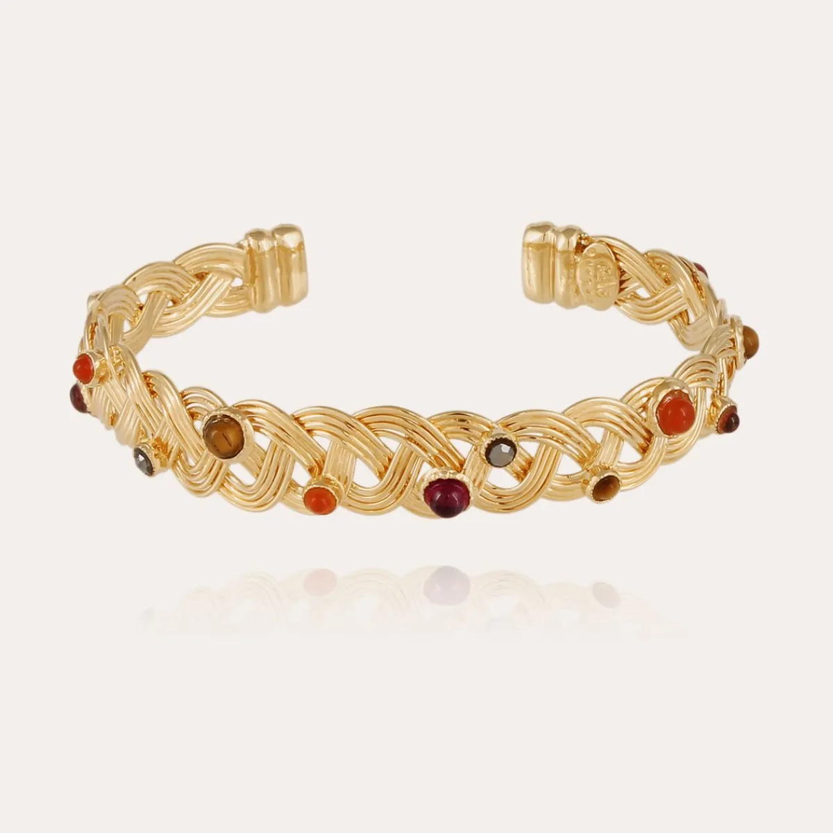 Best Gas Bijoux Cesaria jonc cabochons bracelet gold Red