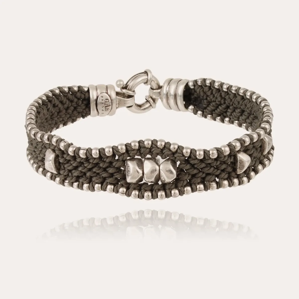 Hot Gas Bijoux Colin bracelet large size silver Taupe