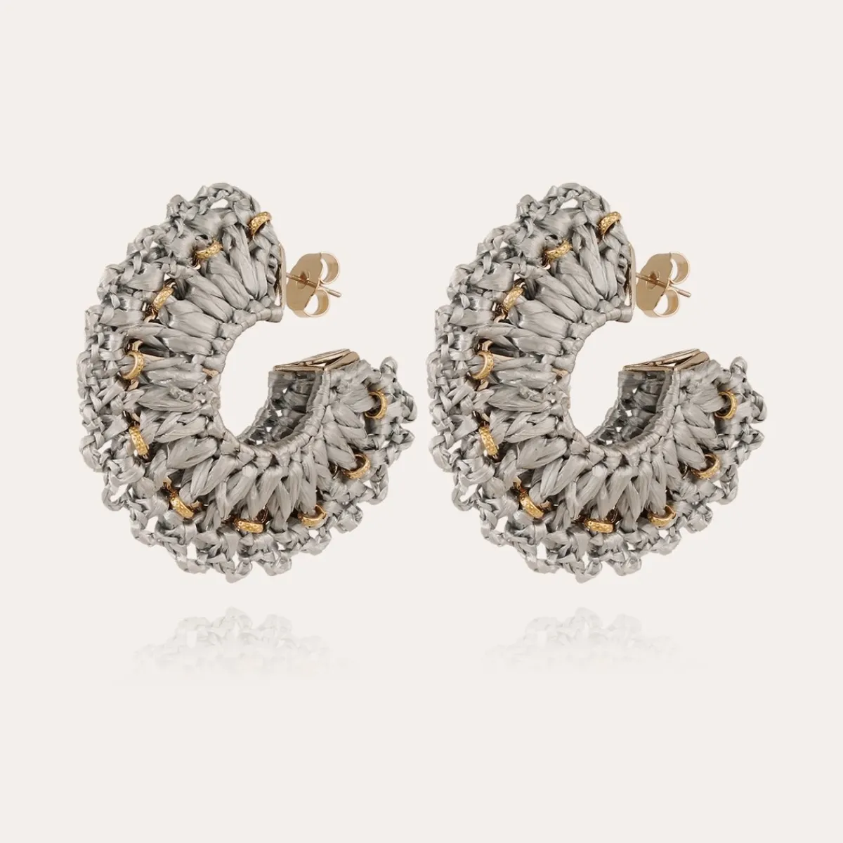 Best Gas Bijoux Crocus earrings raffia gold Grey