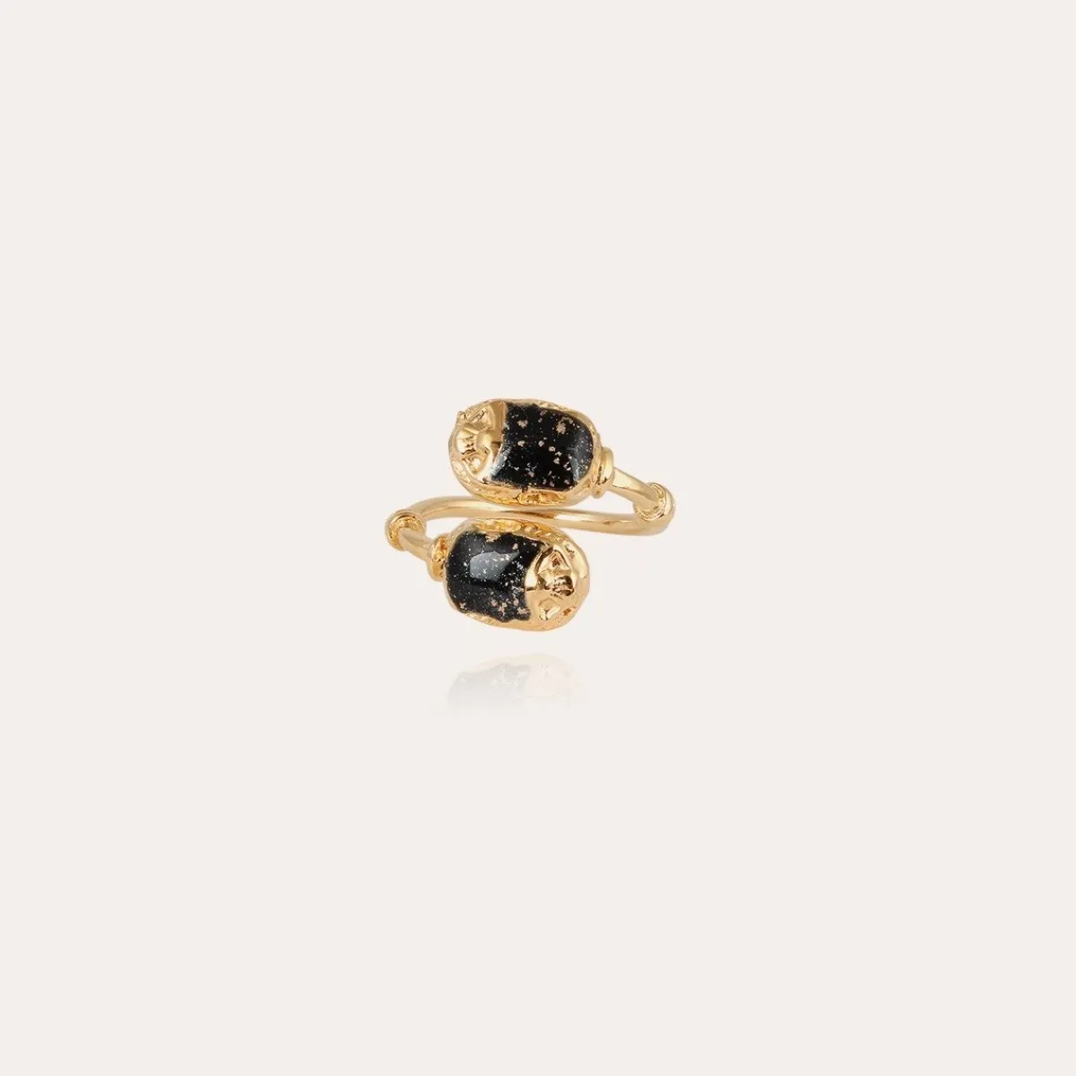 Cheap Gas Bijoux Duality Scaramouche enamel ring gold Black