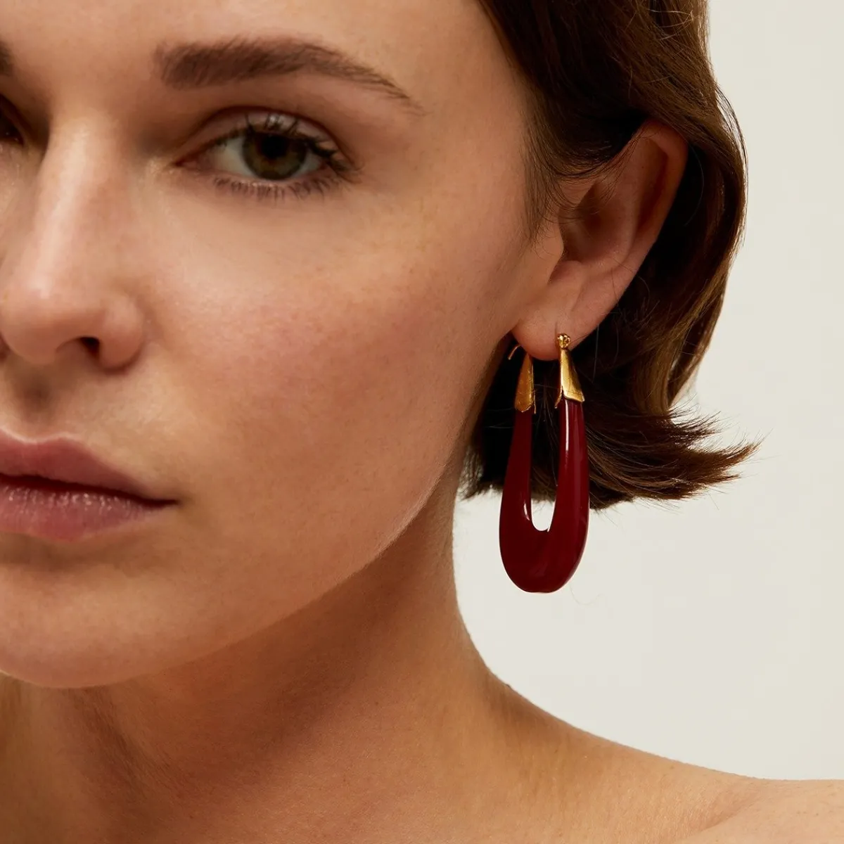 Clearance Gas Bijoux Ecume earrings acetate gold - Red