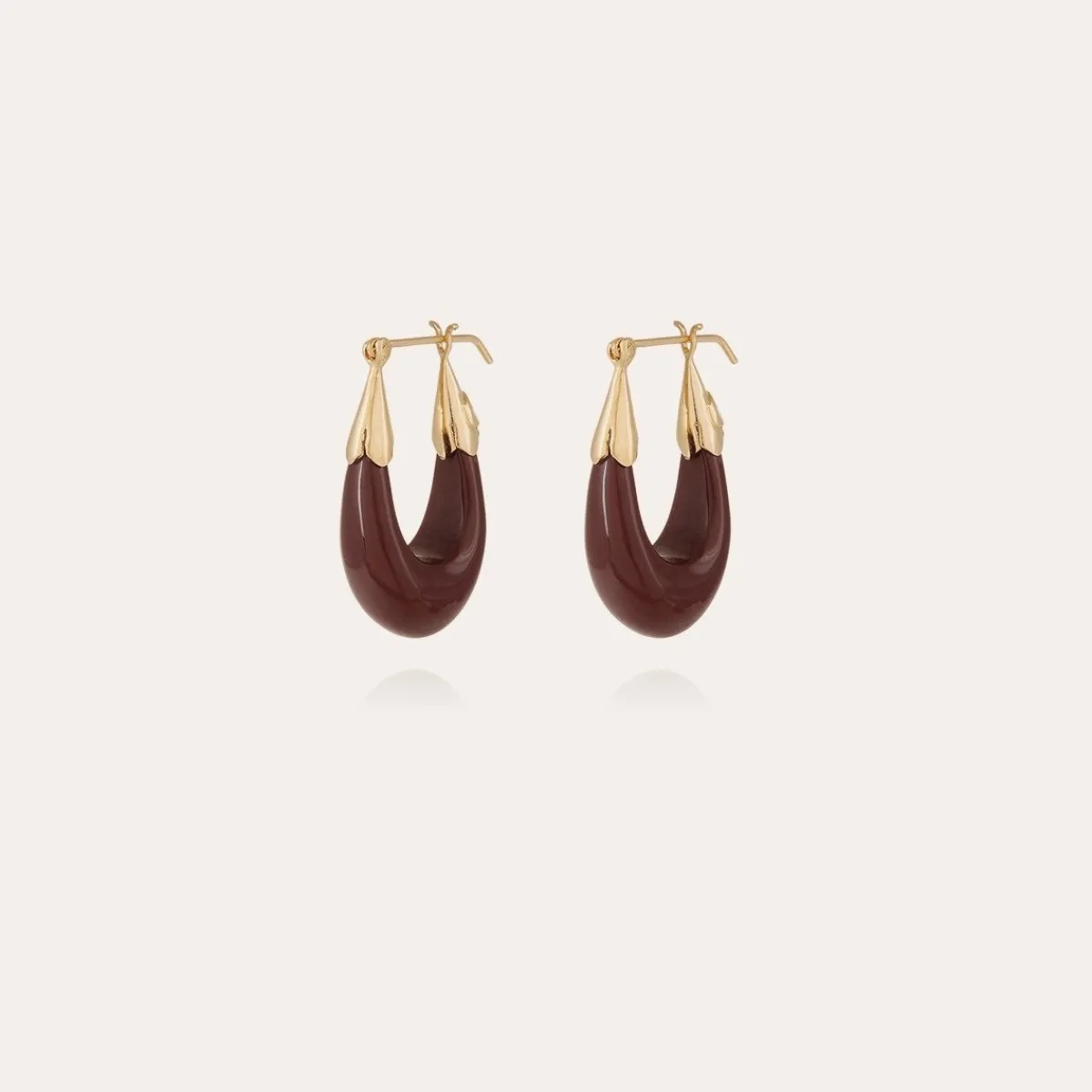 Store Gas Bijoux Ecume earrings small size acetate gold - Purple Burgundy