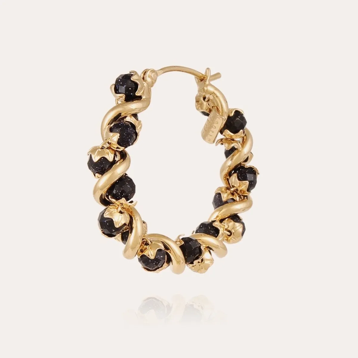 Best Gas Bijoux Eurydice hoop earrings small size gold Black