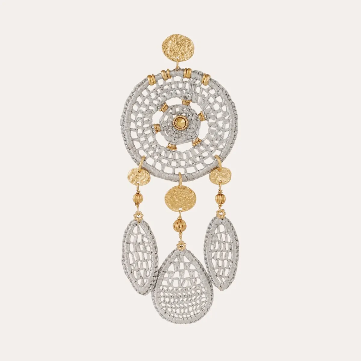 Fashion Gas Bijoux Fanfaria raffia earrings gold Grey