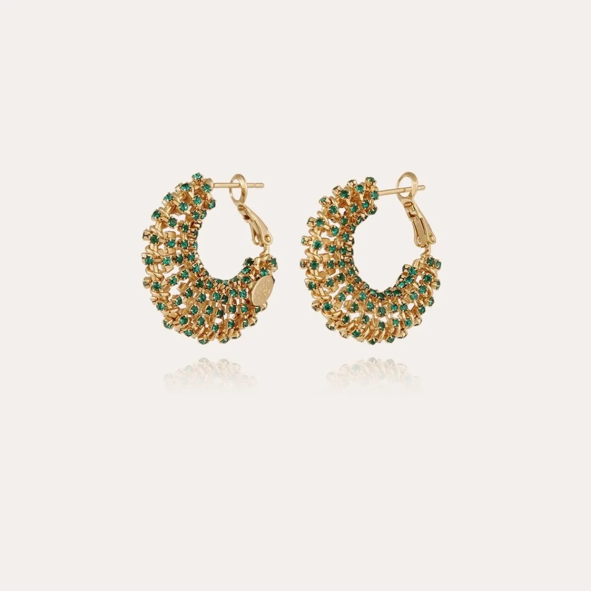 Hot Gas Bijoux Izzia strass earrings small size gold Green