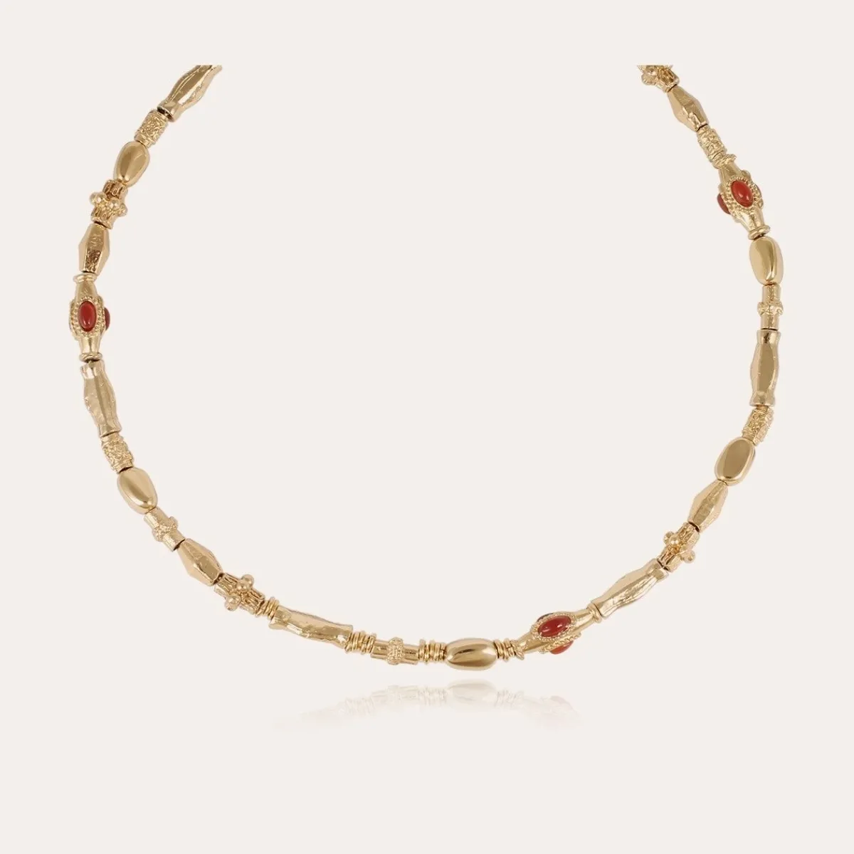 Store Gas Bijoux Kali cabochons necklace gold - Carnelian