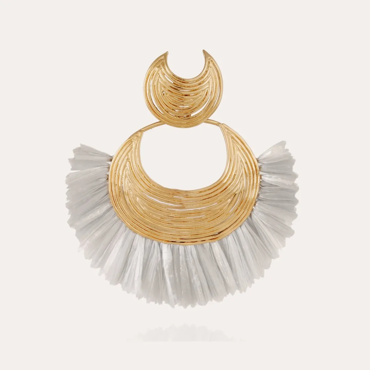 New Gas Bijoux Luna Wave raffia earrings gold Grey