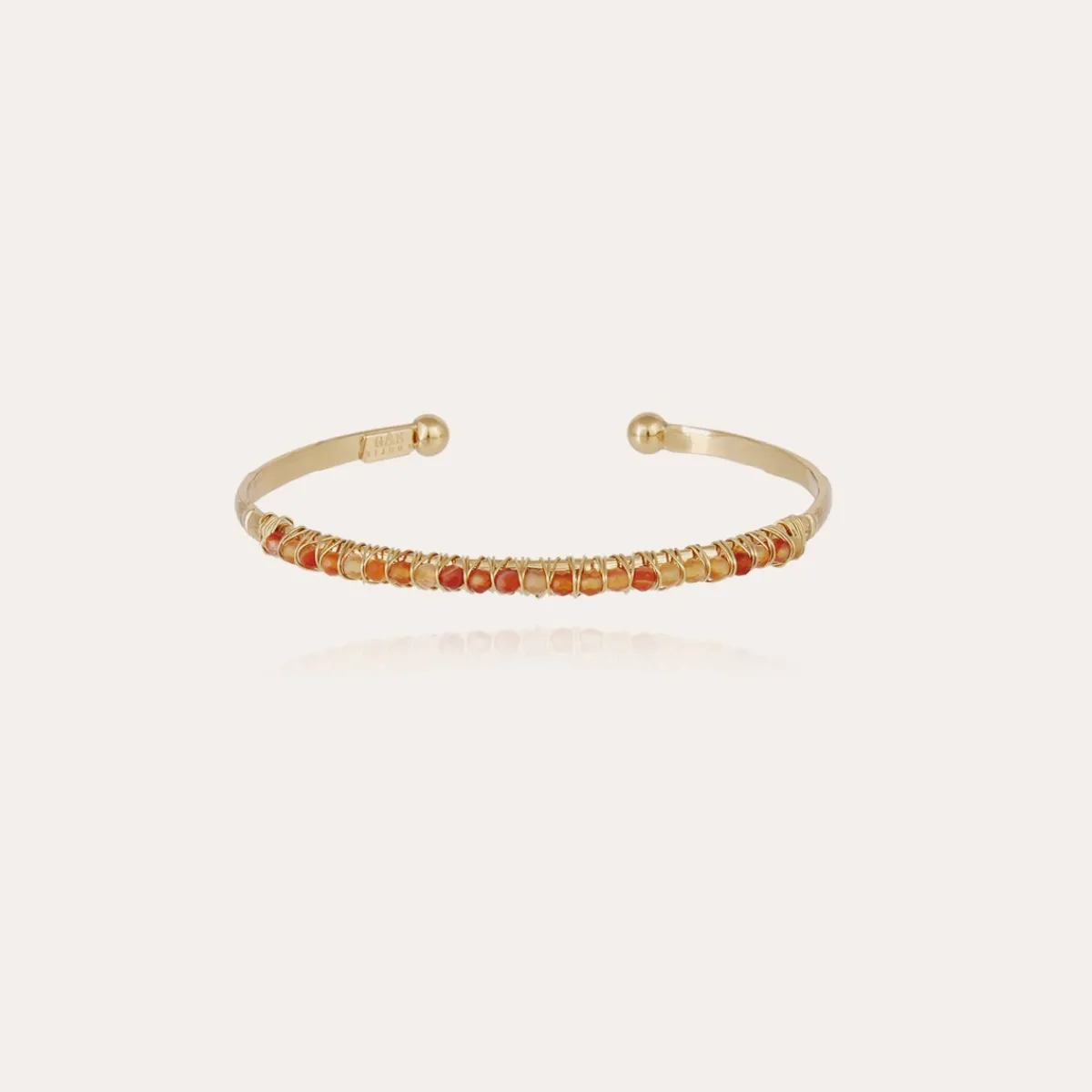 Store Gas Bijoux Lyre bangle bracelet small size gold - Carnelian