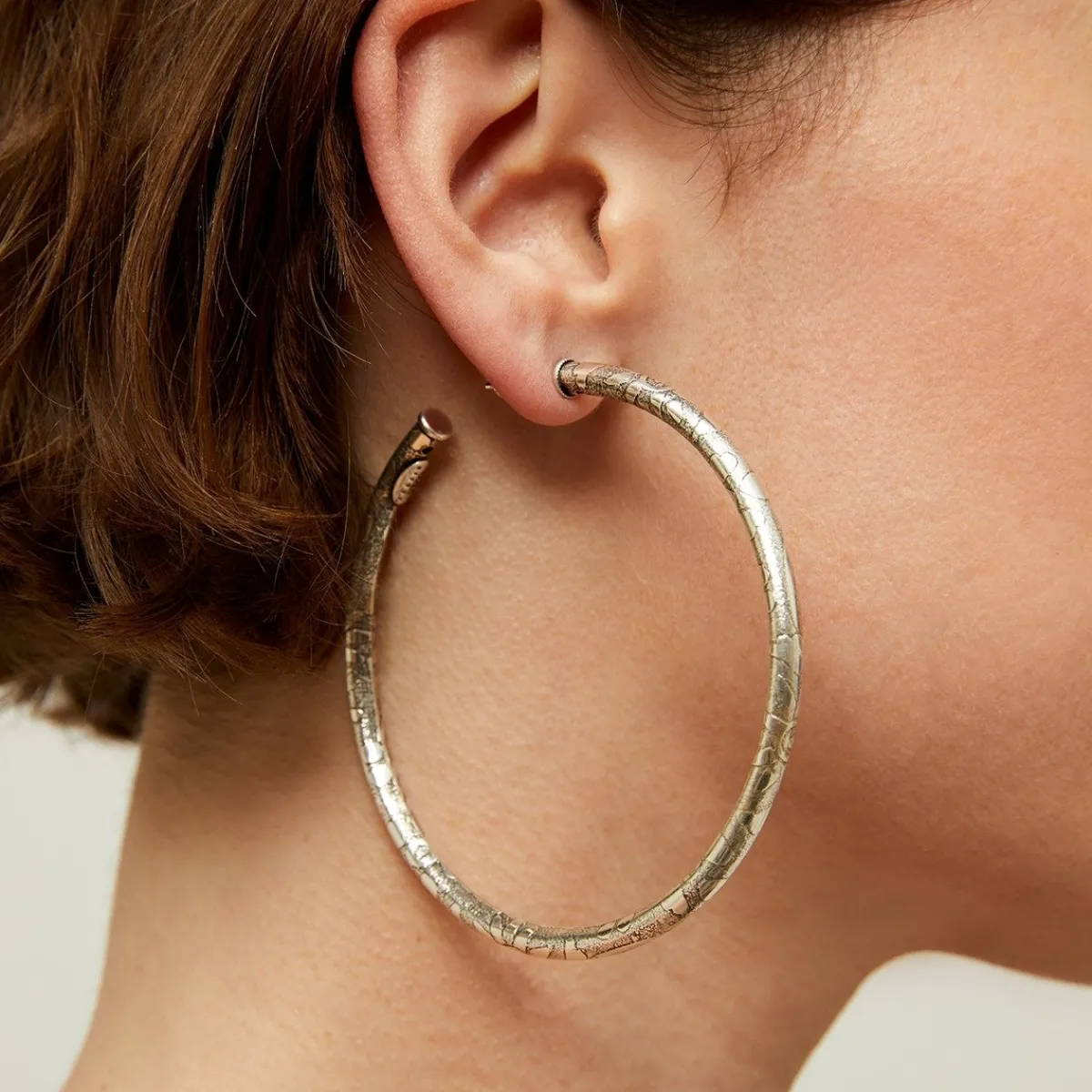 Best Sale Gas Bijoux Maori hoop earrings large size silver NOCOLOR