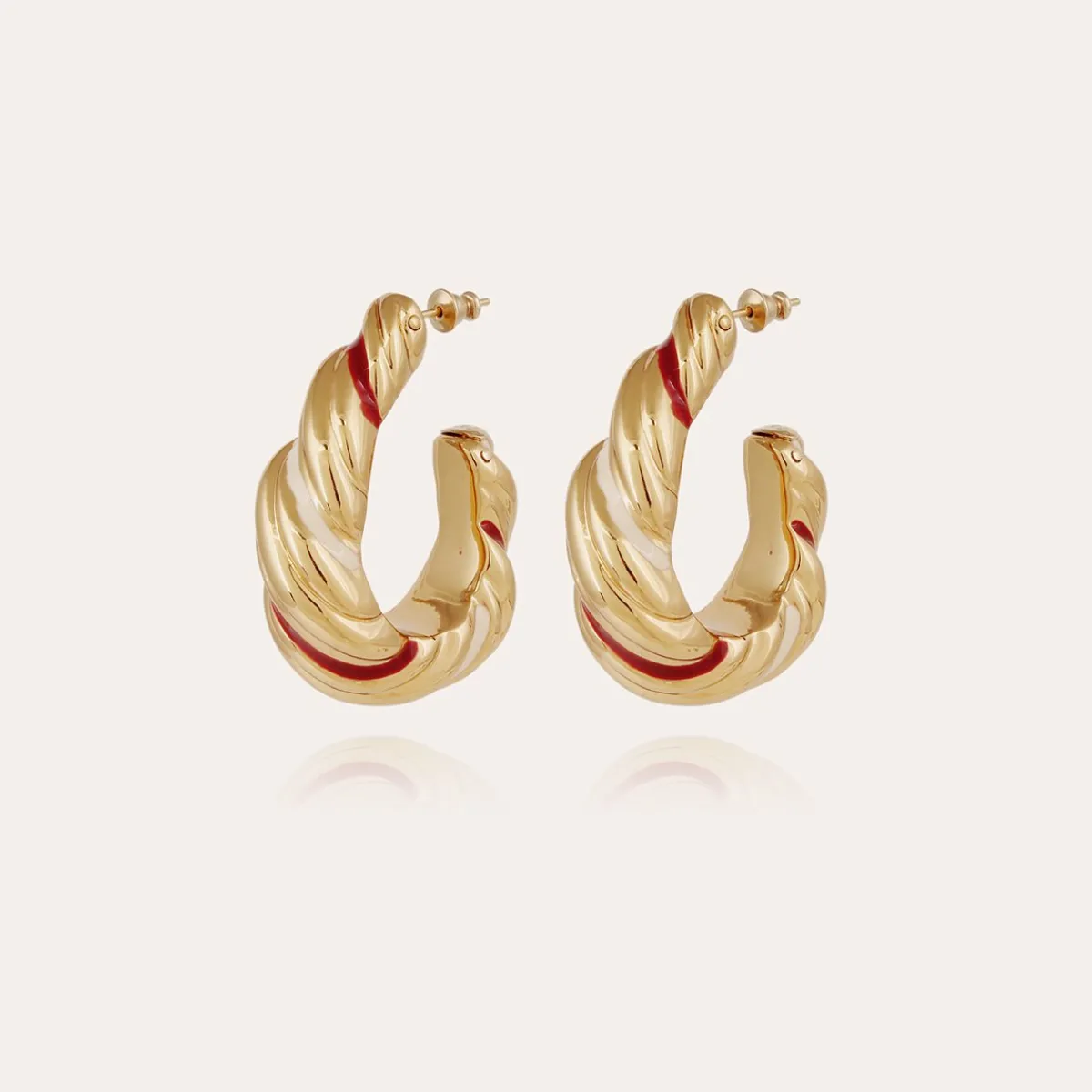 Outlet Gas Bijoux Meltem enamel earrings gold Red