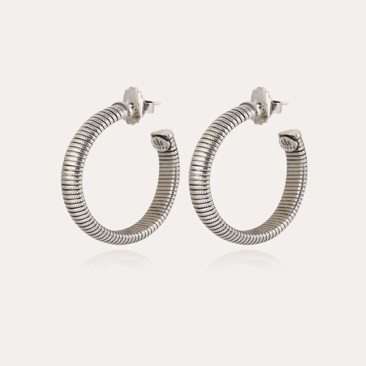 Clearance Gas Bijoux Milo hoop earrings small size silver NOCOLOR