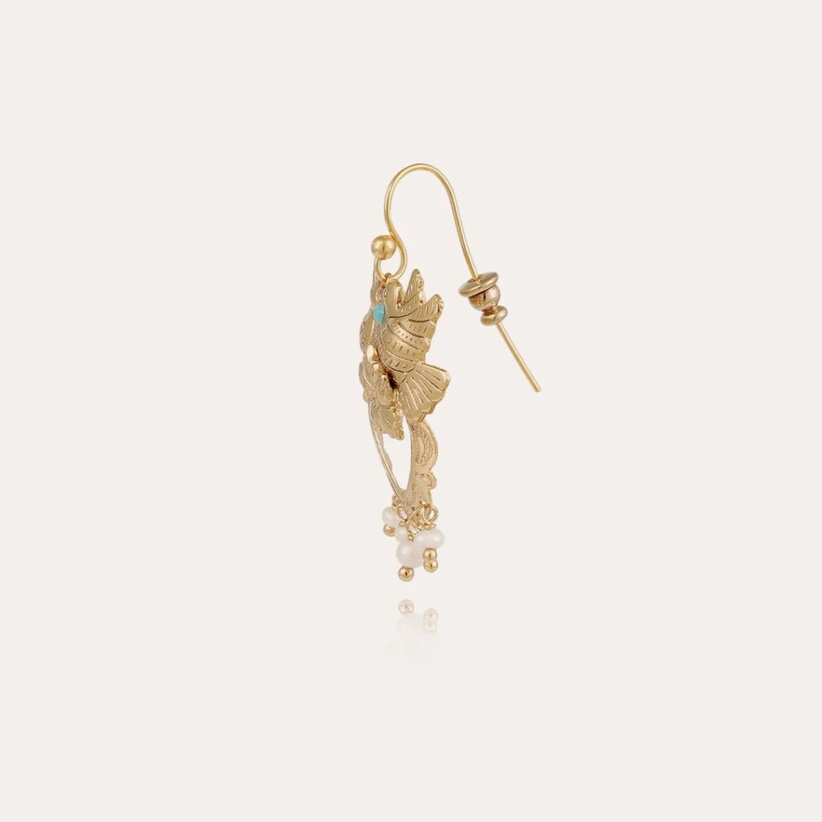 Best Gas Bijoux Oaxaca heart earrings gold - White Mother-of-pearl