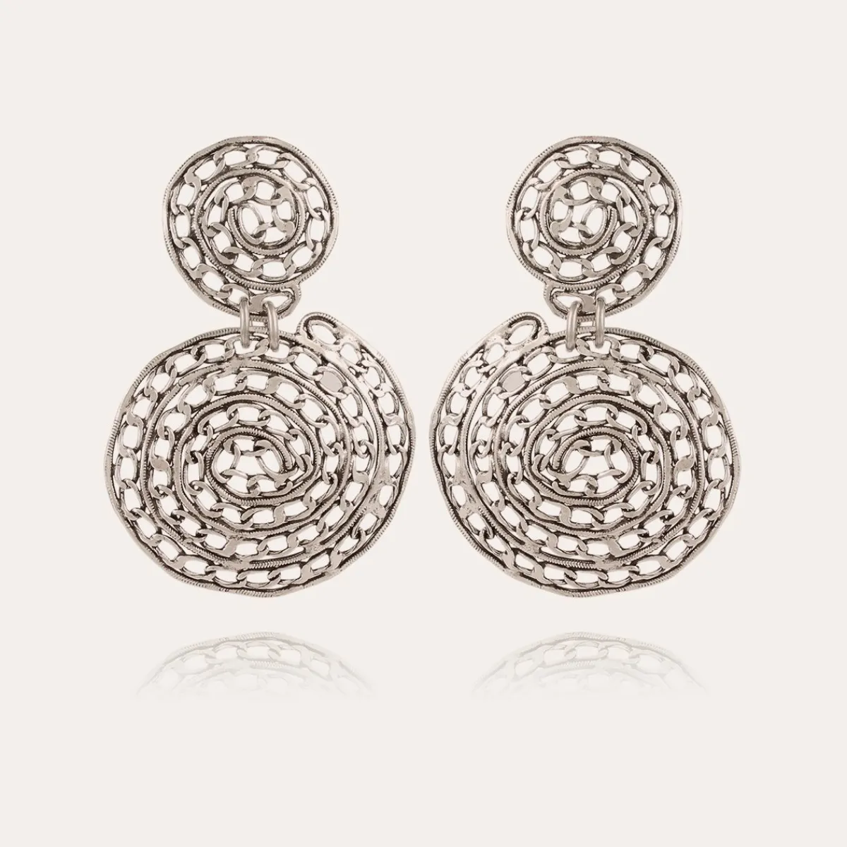 Fashion Gas Bijoux Onde Chain earrings large size silver NOCOLOR