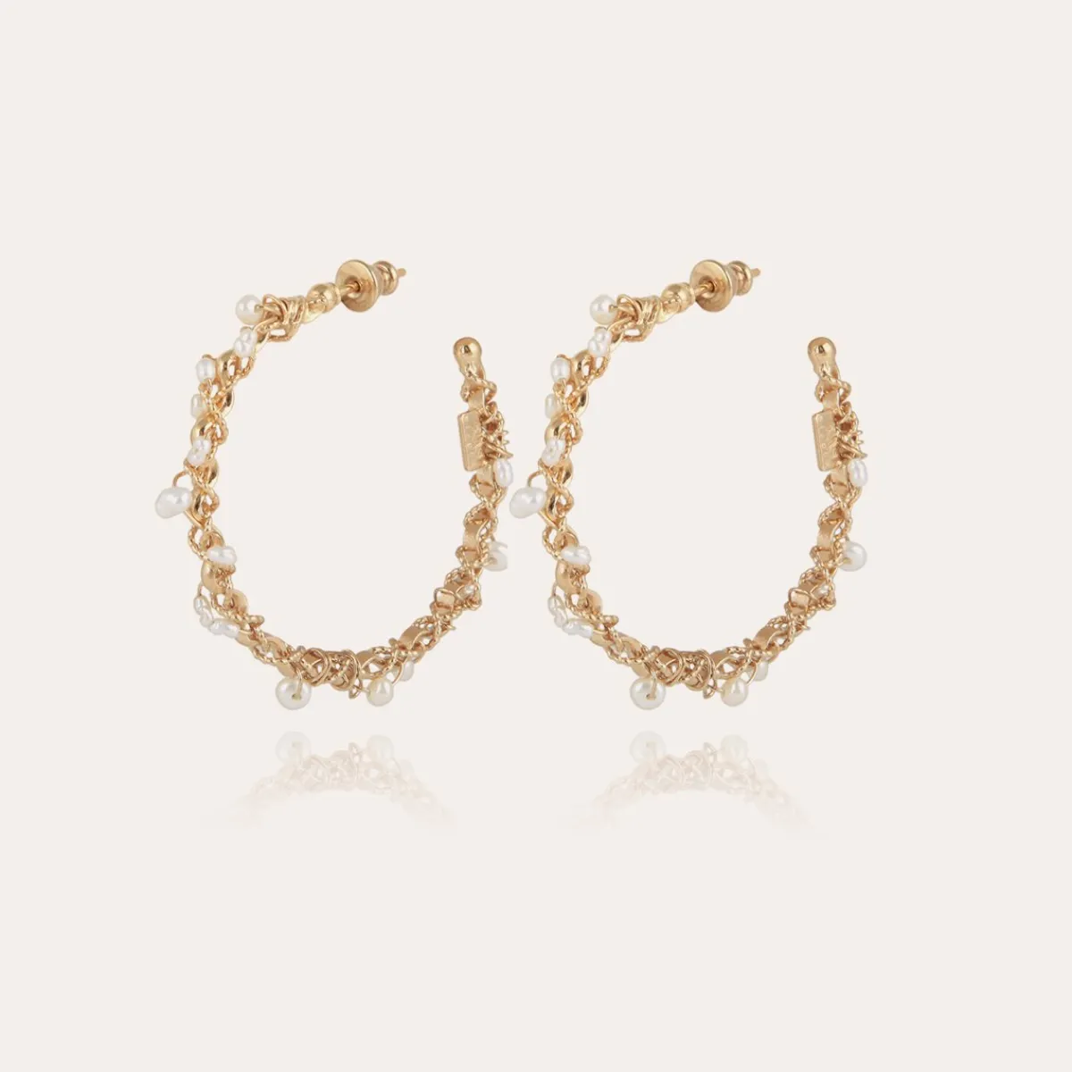 New Gas Bijoux Orphee hoop earrings gold - Withe Mother-of-pearl Whitemotherofpearl