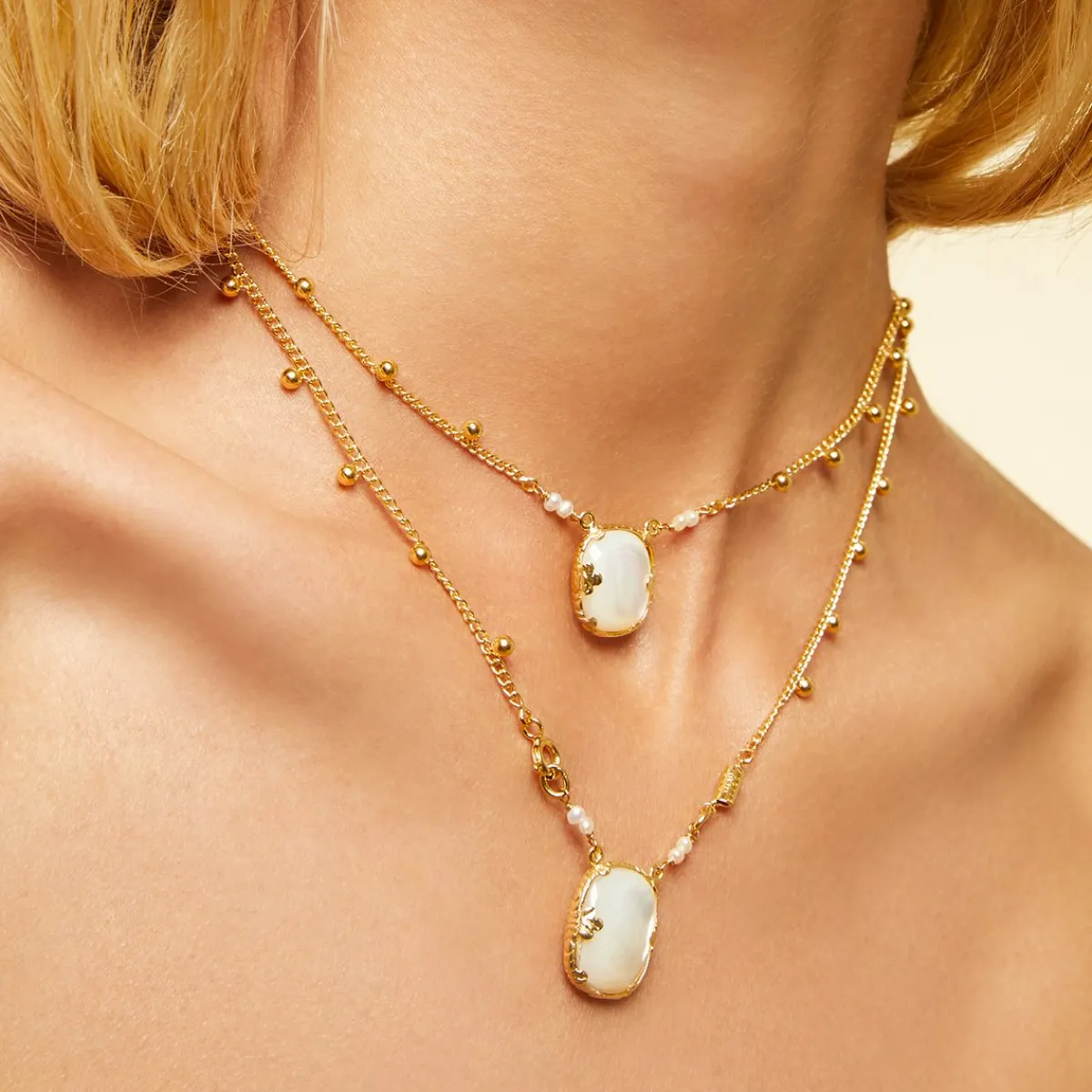 Cheap Gas Bijoux Ovo scapulaire necklace gold - White Mother-of-pearl Whitemotherofpearl