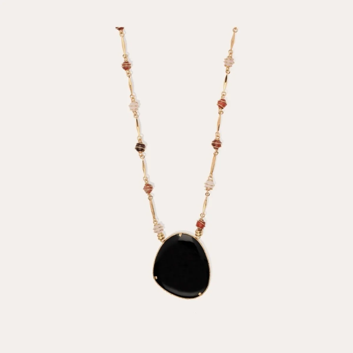 Flash Sale Gas Bijoux Perla Pierre long necklace gold - Black Basalt BlackBasalt