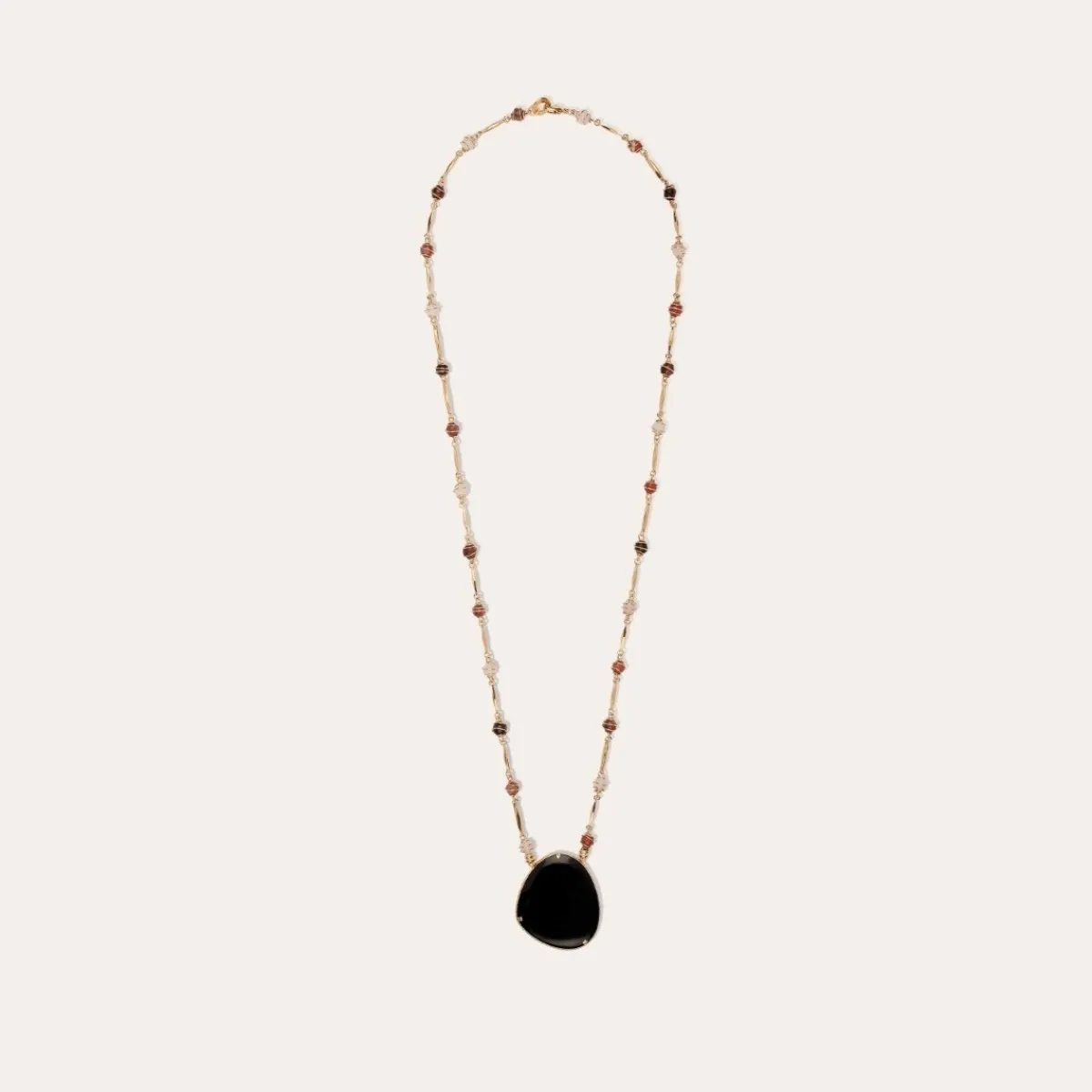 Flash Sale Gas Bijoux Perla Pierre long necklace gold - Black Basalt BlackBasalt