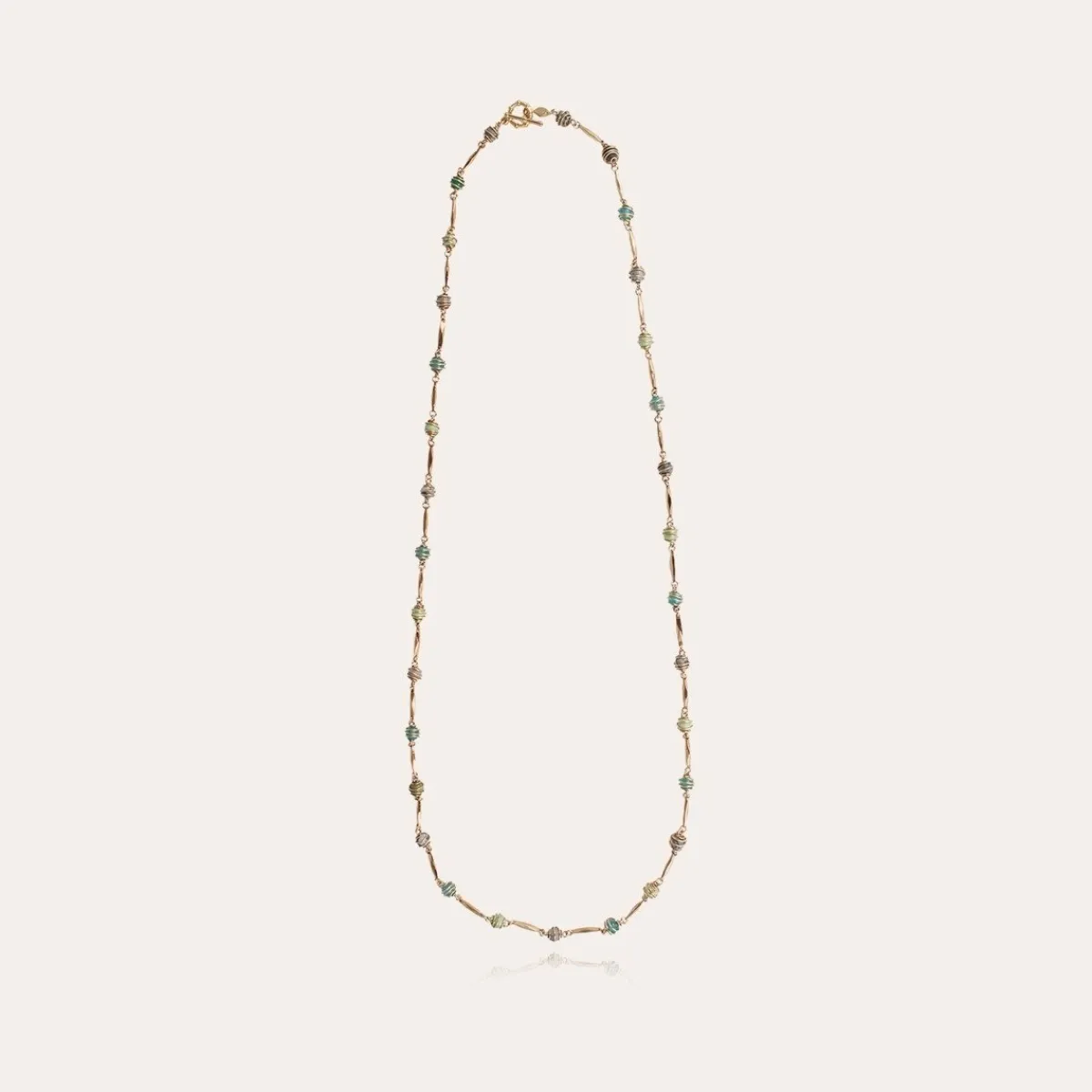 Store Gas Bijoux Perla Serti long necklace gold - Aventurine & Grey Agate GreenOnyx