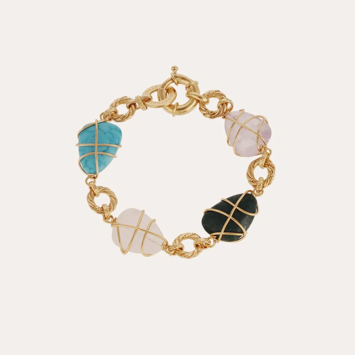 Fashion Gas Bijoux Rainbow multi bracelet gold Turquoise