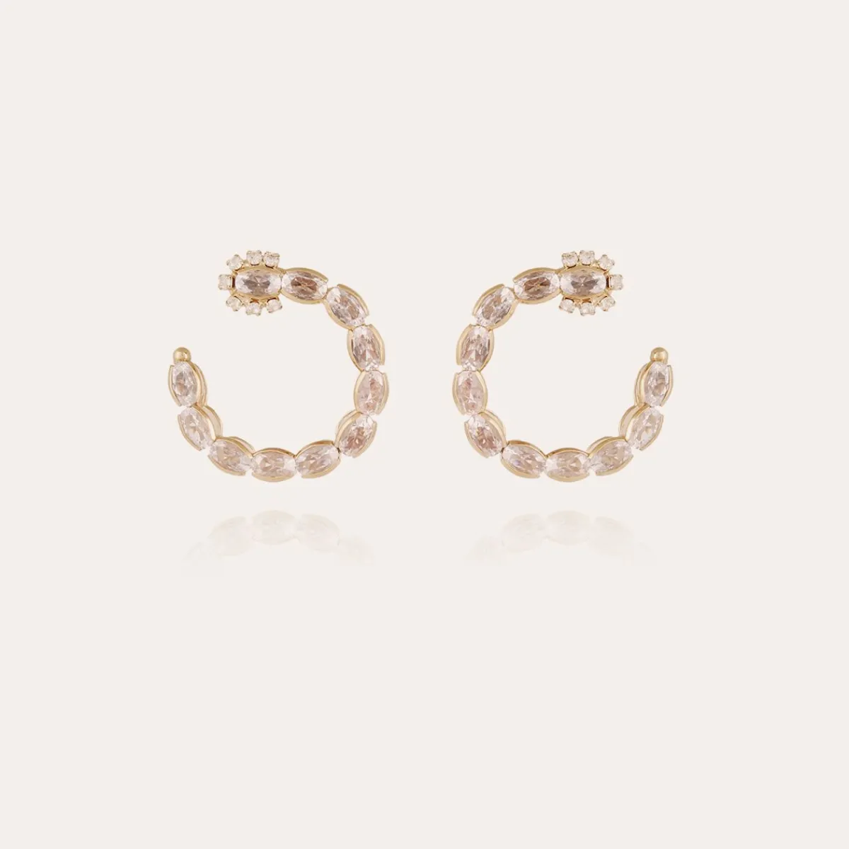 Outlet Gas Bijoux Riviera hoop earrings small size gold - Zirconia Crystal