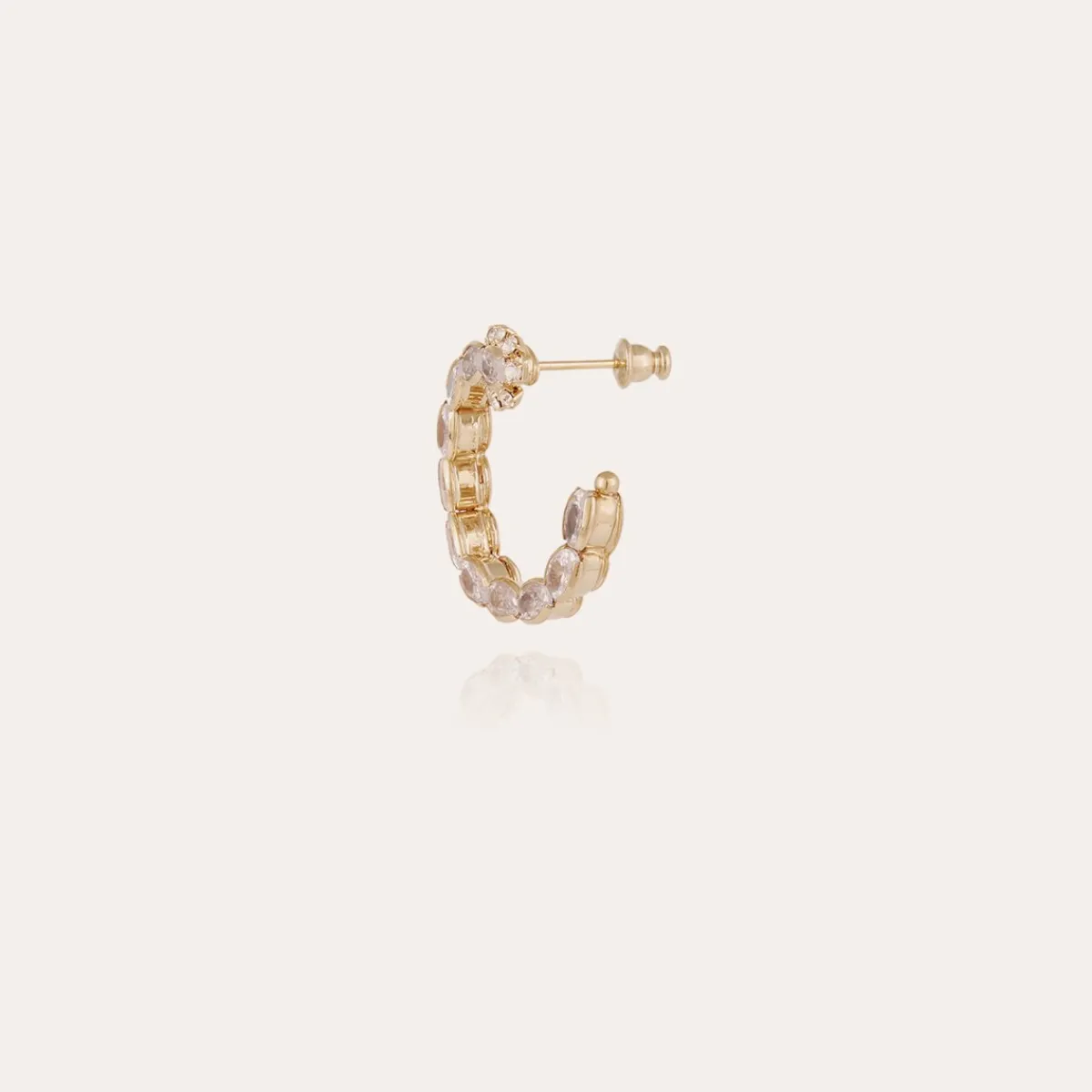 Outlet Gas Bijoux Riviera hoop earrings small size gold - Zirconia Crystal