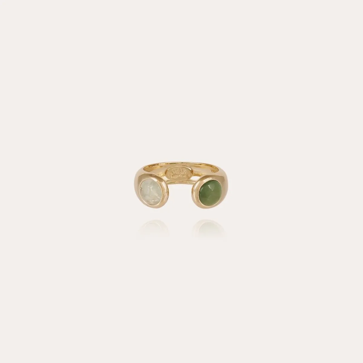 Fashion Gas Bijoux Saint Germain ring gold - Fluorine & Serpentine GreenQuartz