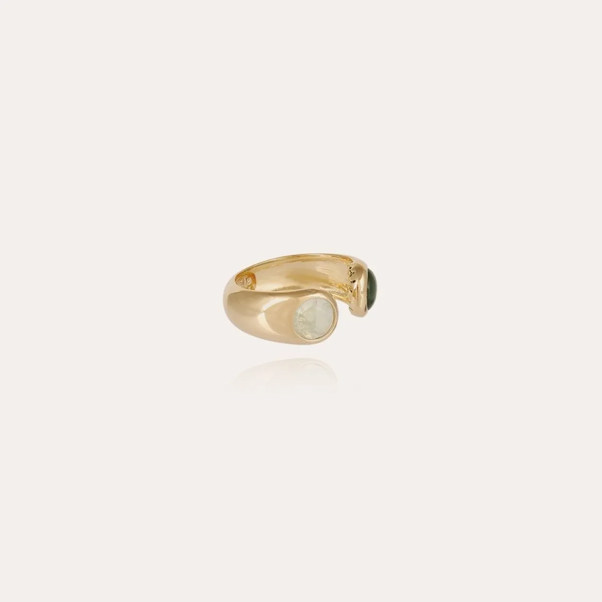 Fashion Gas Bijoux Saint Germain ring gold - Fluorine & Serpentine GreenQuartz