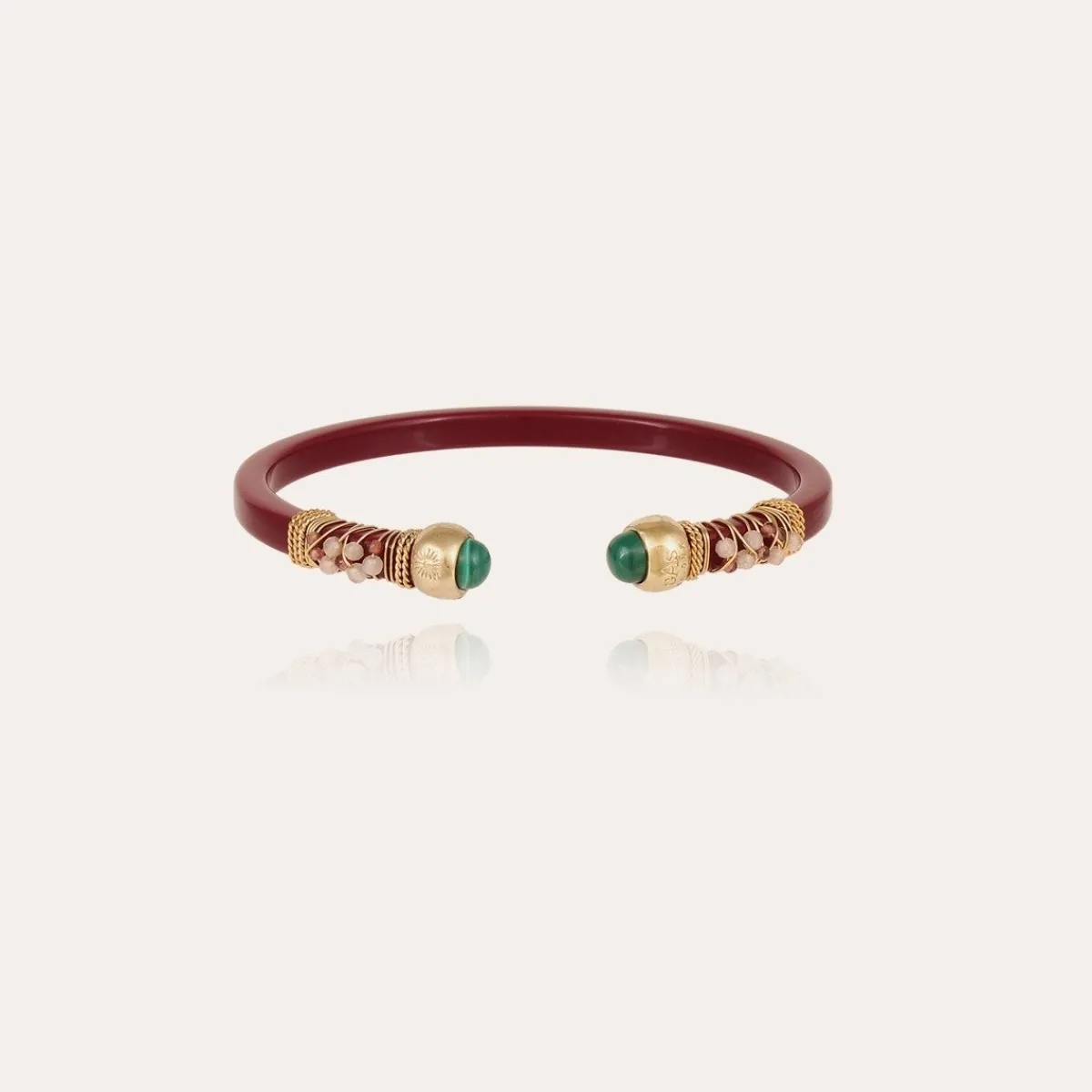 Hot Gas Bijoux Sari bis bracelet acetate gold - Red - Malachite