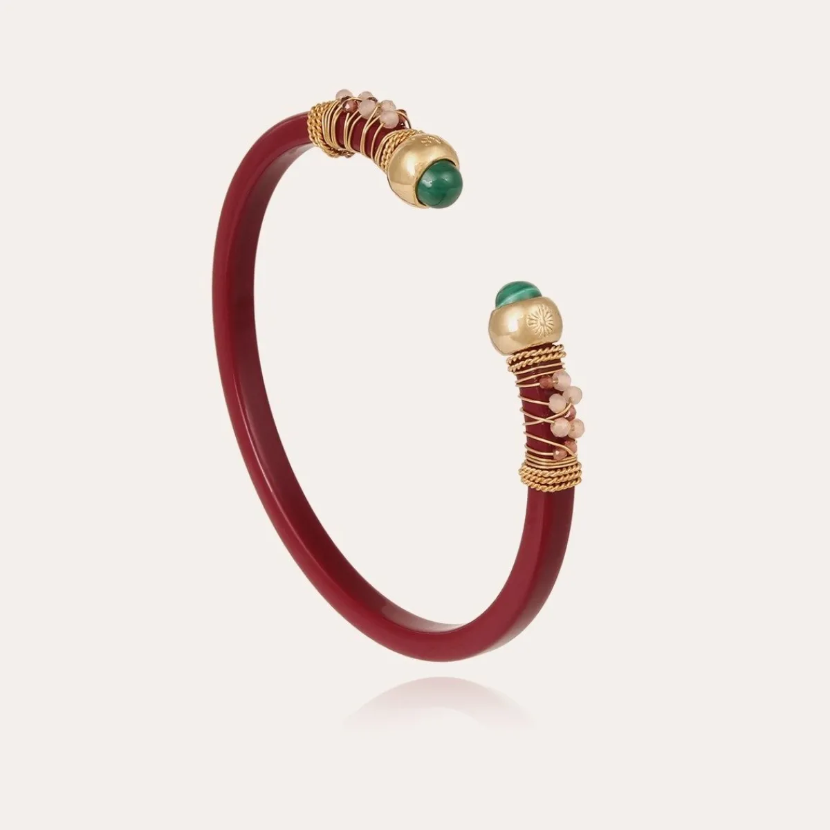 Hot Gas Bijoux Sari bis bracelet acetate gold - Red - Malachite