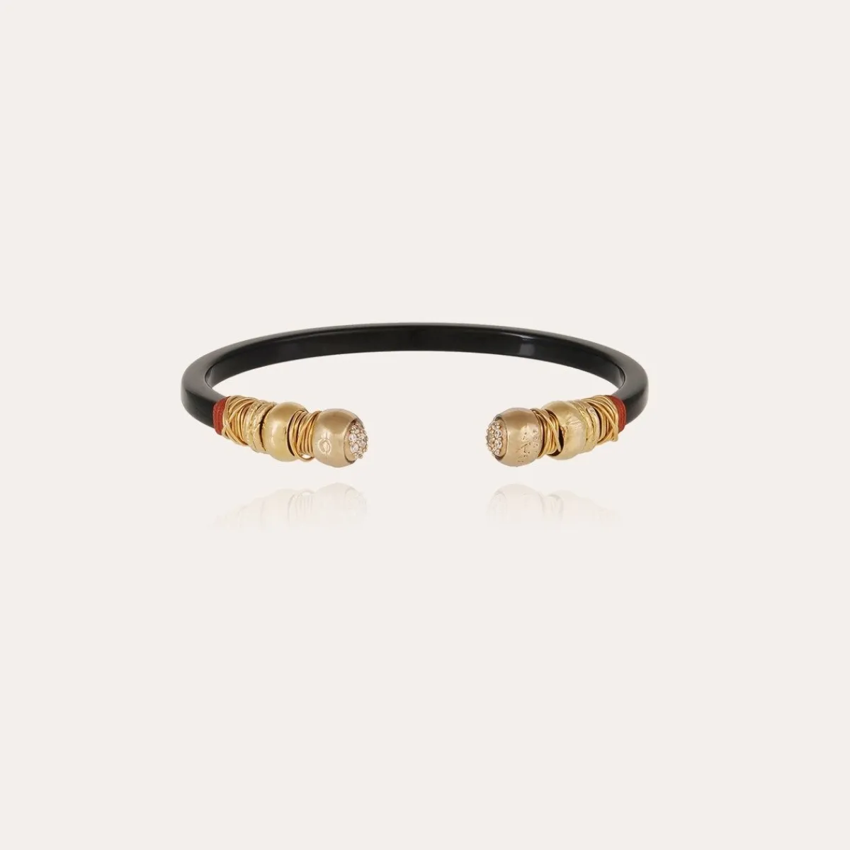 Discount Gas Bijoux Sari Bis strass bracelet acetate gold - Black Coral