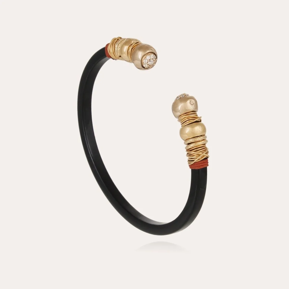 Discount Gas Bijoux Sari Bis strass bracelet acetate gold - Black Coral