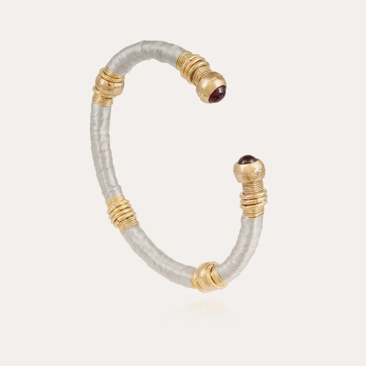 Shop Gas Bijoux Sari raffia bracelet acetate gold Grey