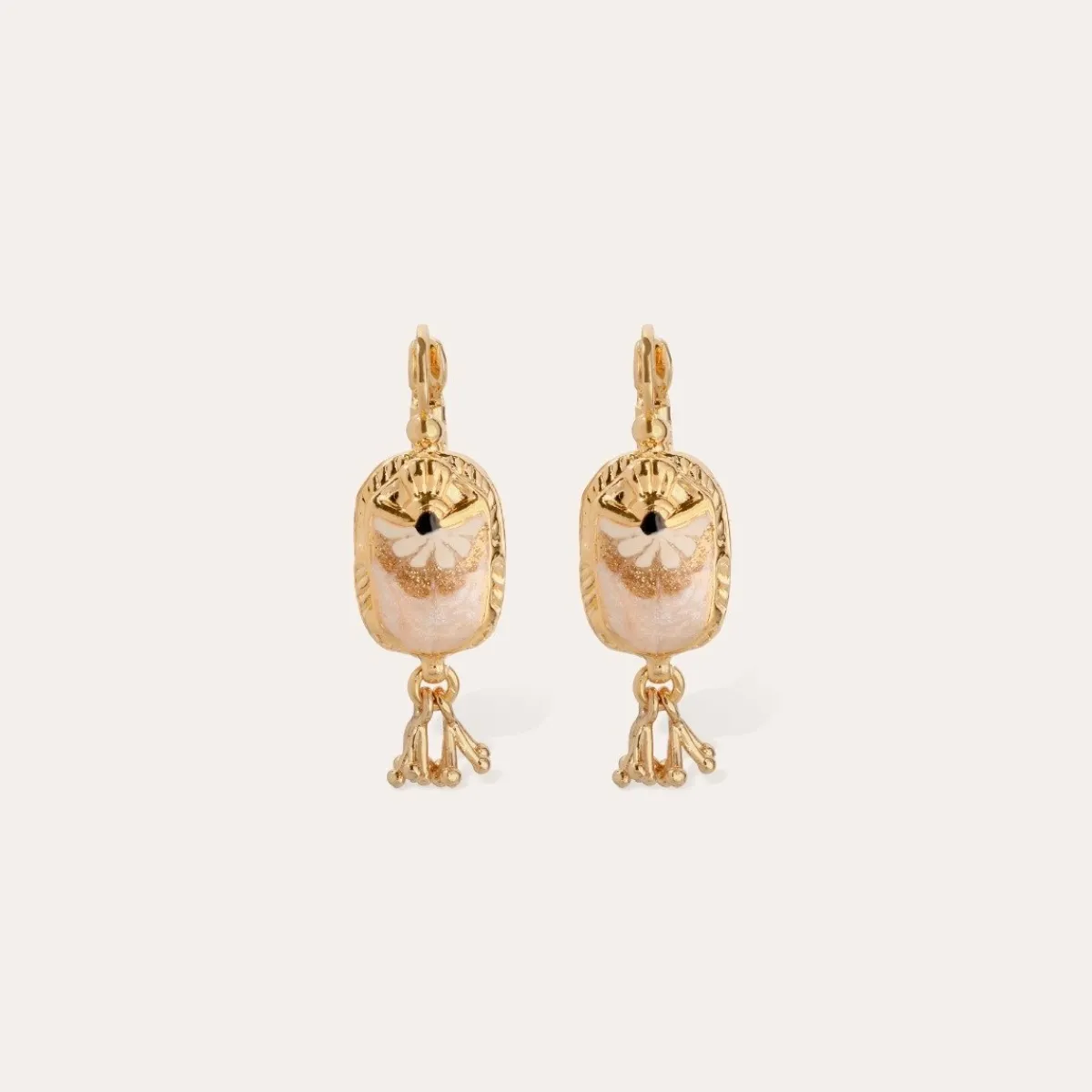 Store Gas Bijoux Scaramouche enamel earrings gold Beigemultico