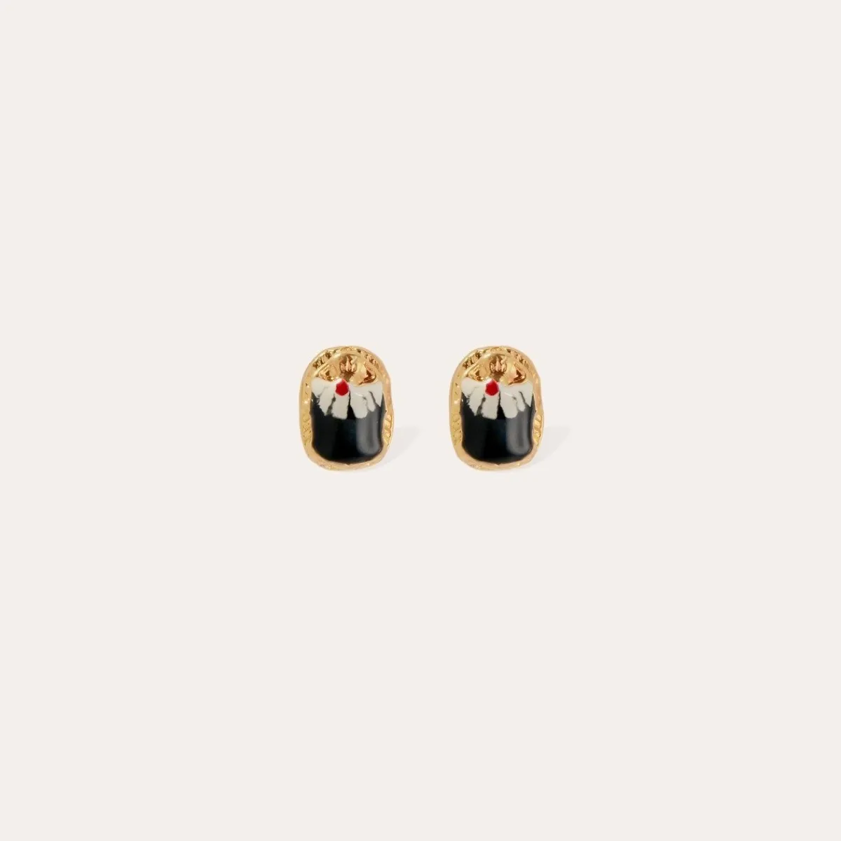 Clearance Gas Bijoux Scaramouche studs earrings enamel gold Black