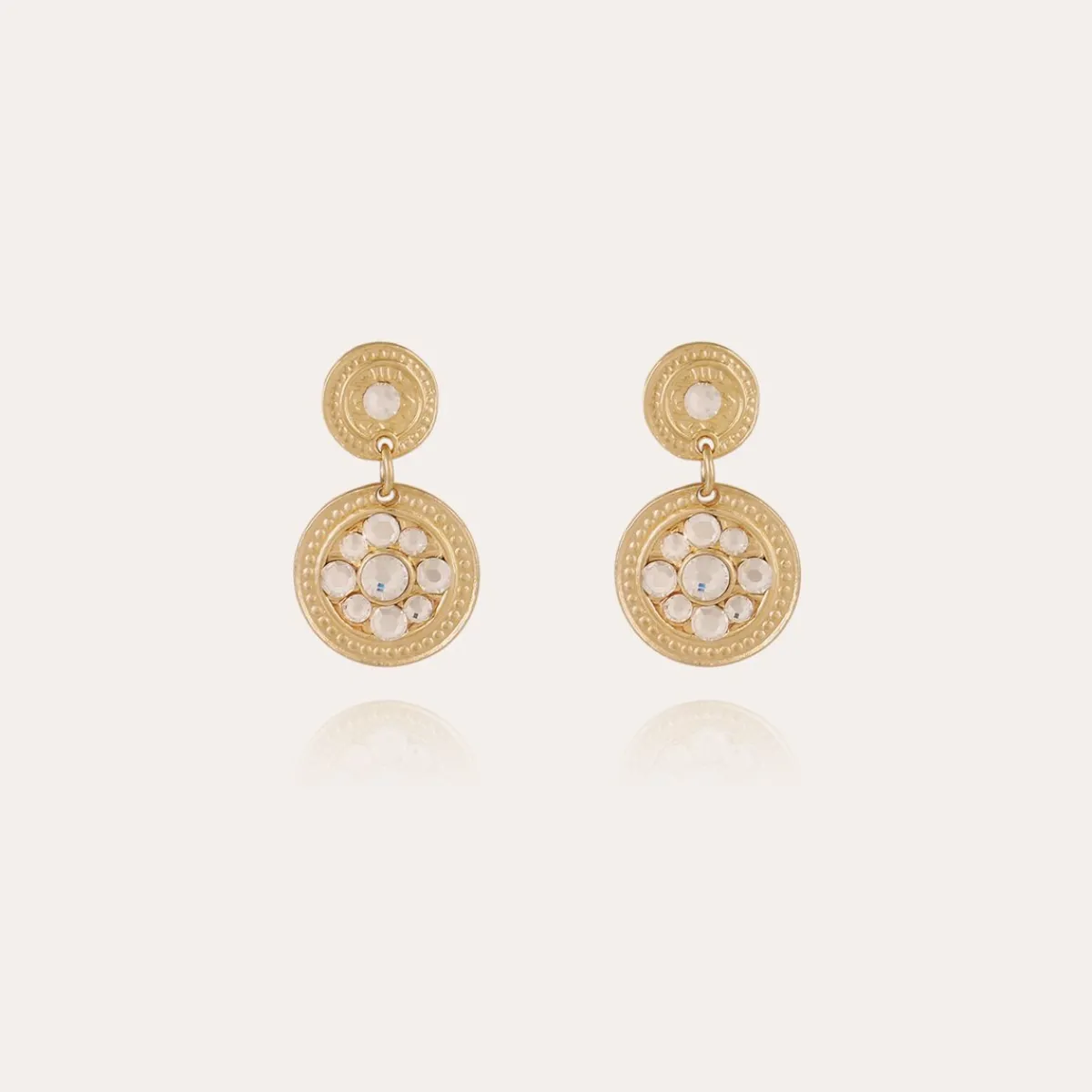 New Gas Bijoux Sequin earrings gold Crystal