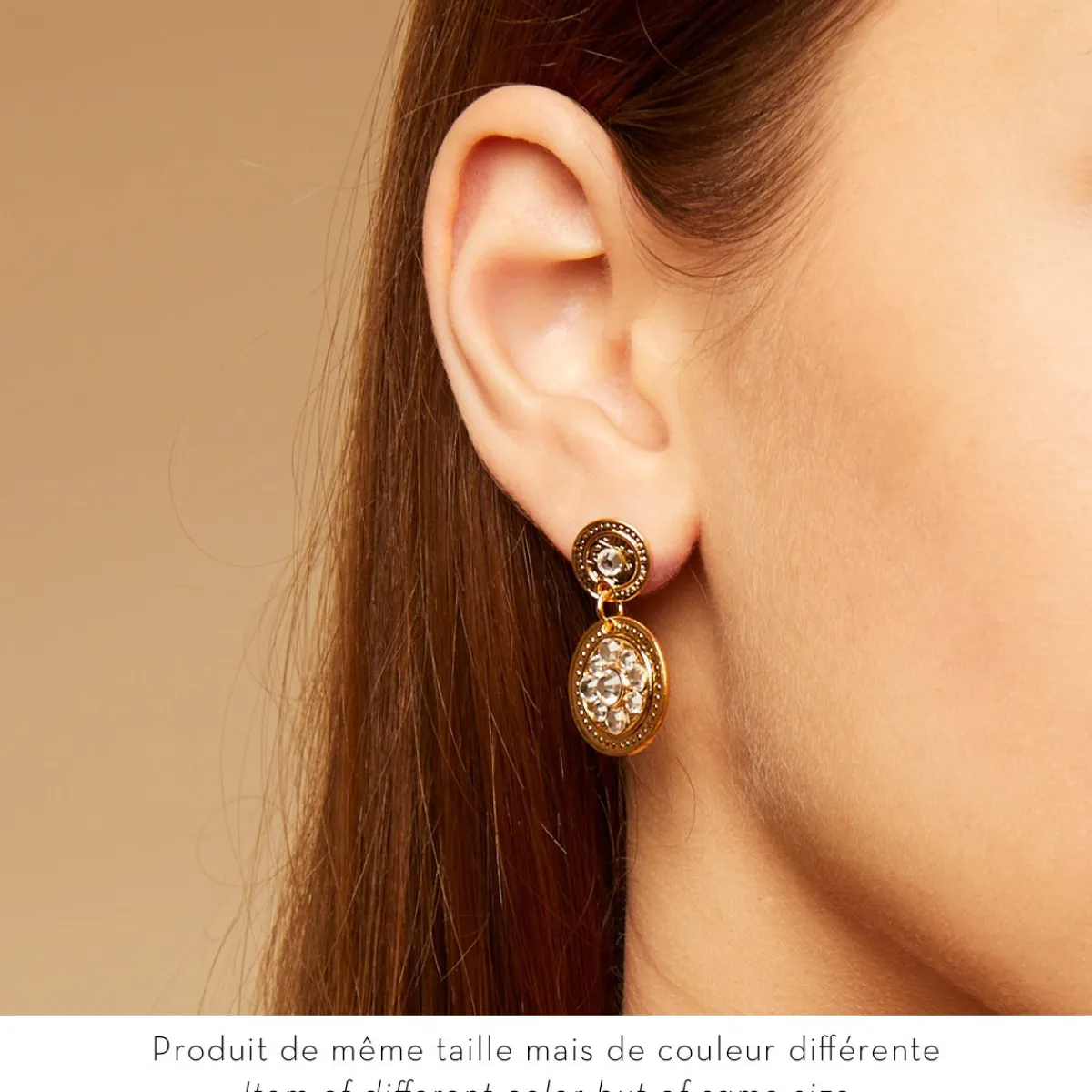 New Gas Bijoux Sequin earrings gold Crystal