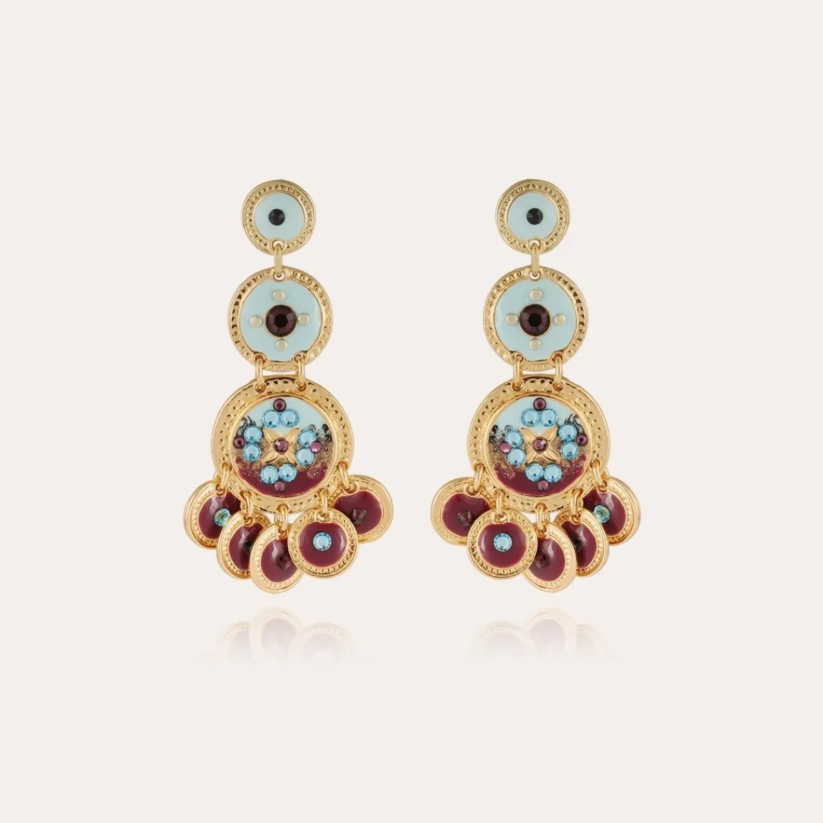 Online Gas Bijoux Sequin triple rows earrings gold Plummultico