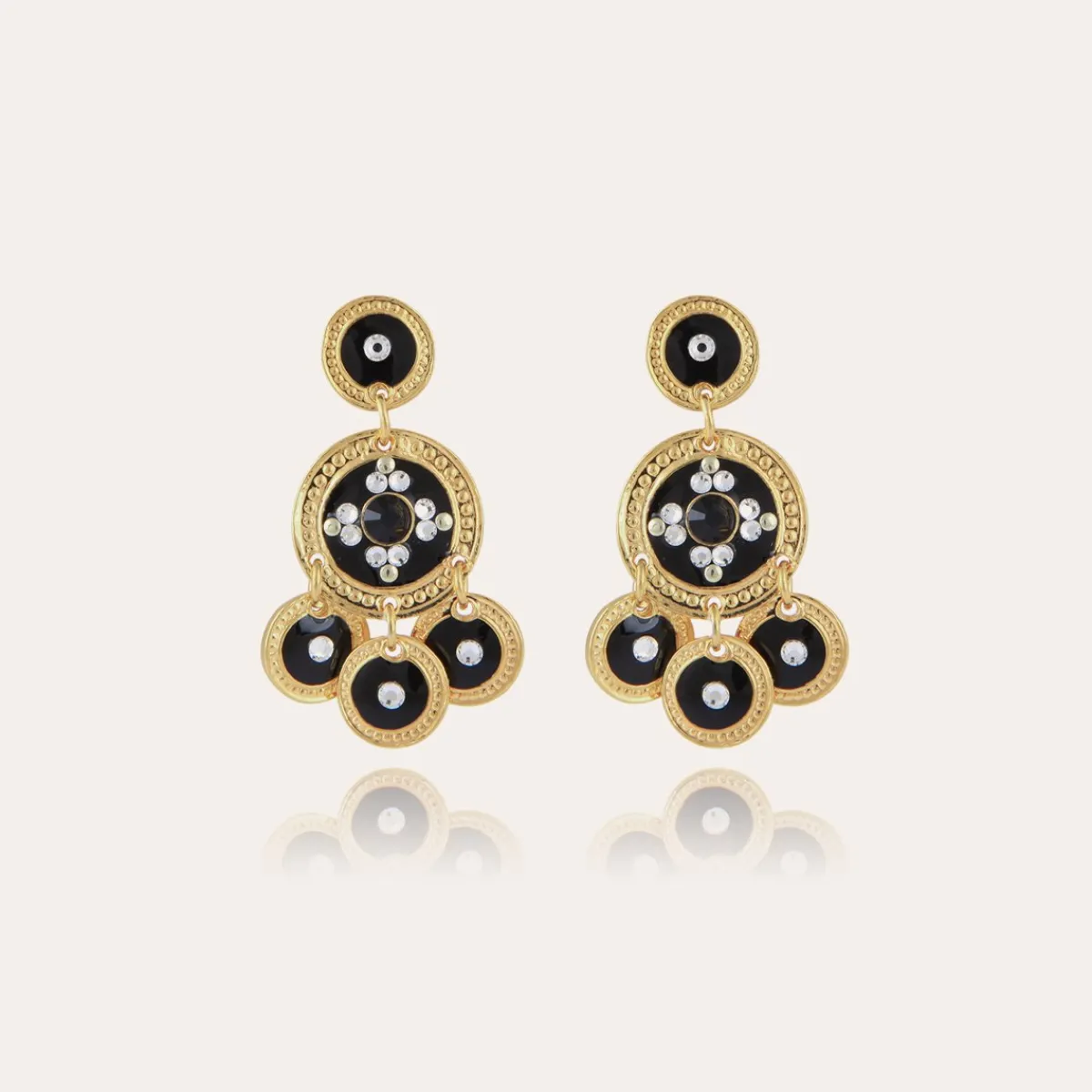 Cheap Gas Bijoux Sequin two rows earrings gold Black