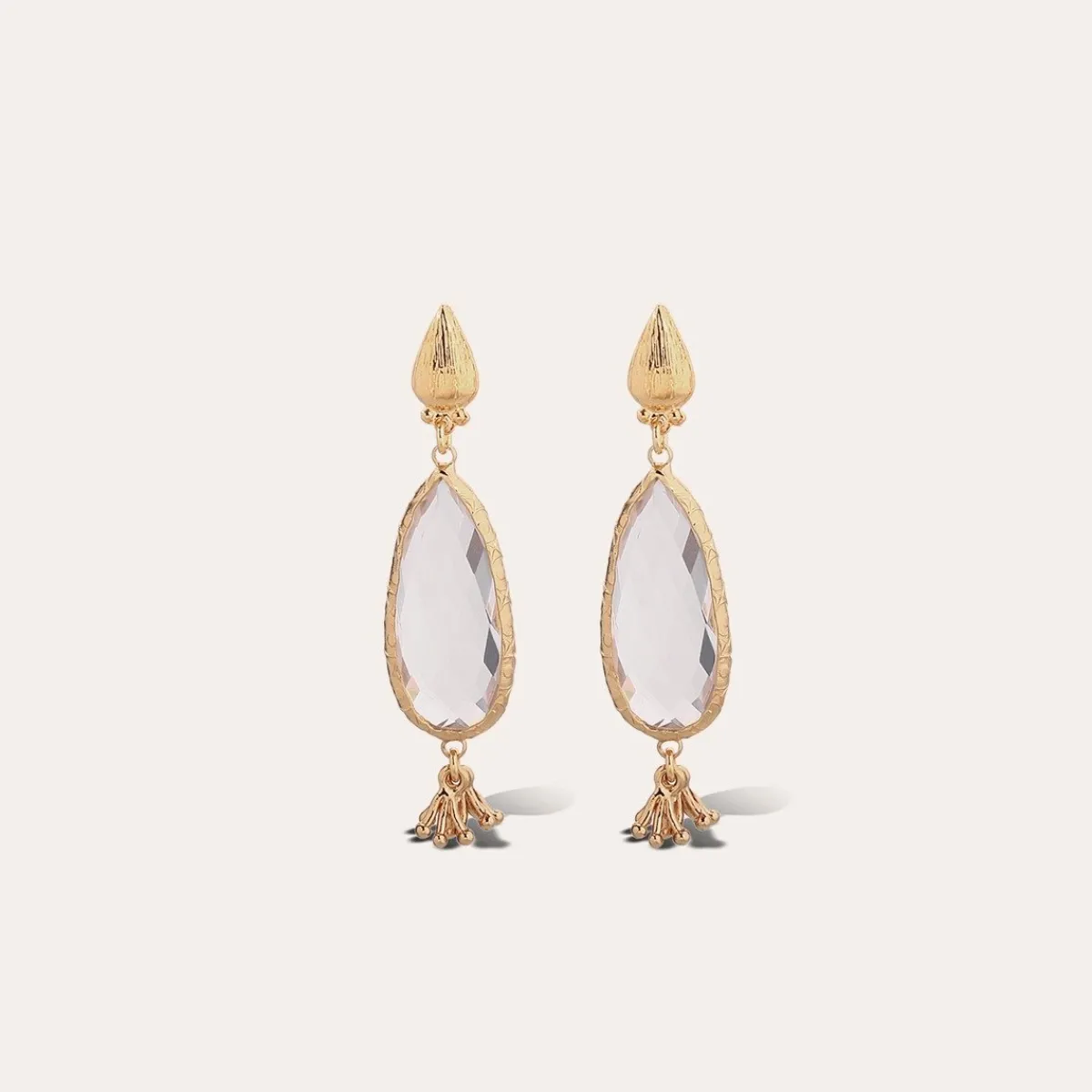 Hot Gas Bijoux Serti Goutte earrings small size gold - Crystal