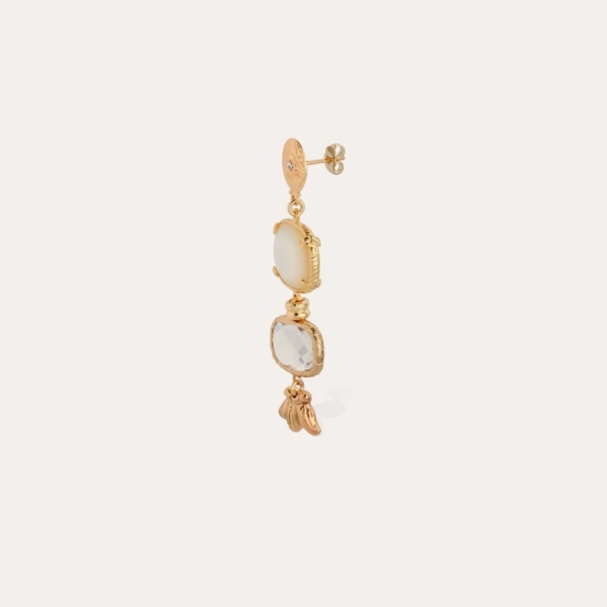 Fashion Gas Bijoux Silene earrings gold - White Mother-of-pearl & Crystal Whitemotherofpearl