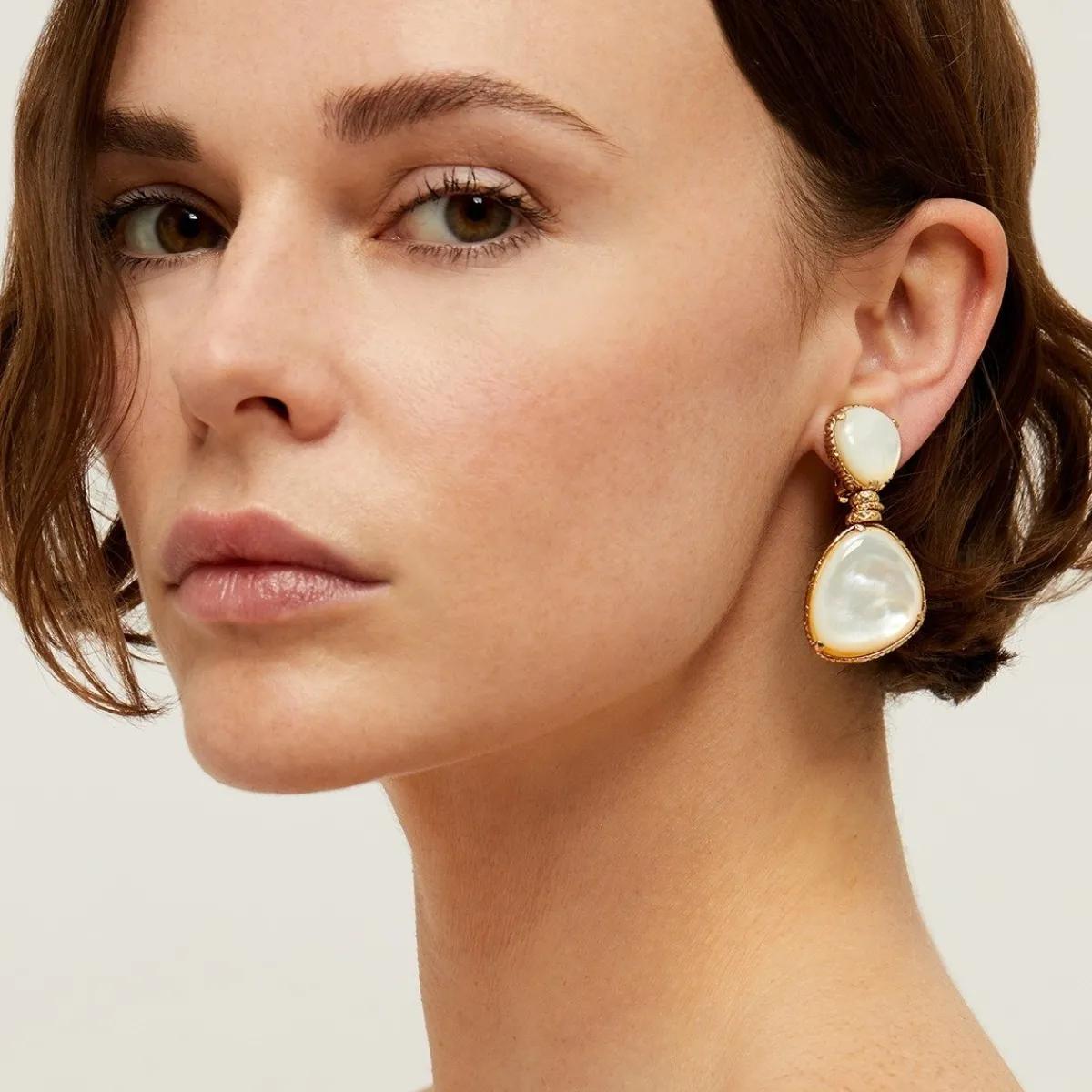 Cheap Gas Bijoux Silia earrings gold - White Mother-of-pearl Whitemotherofpearl