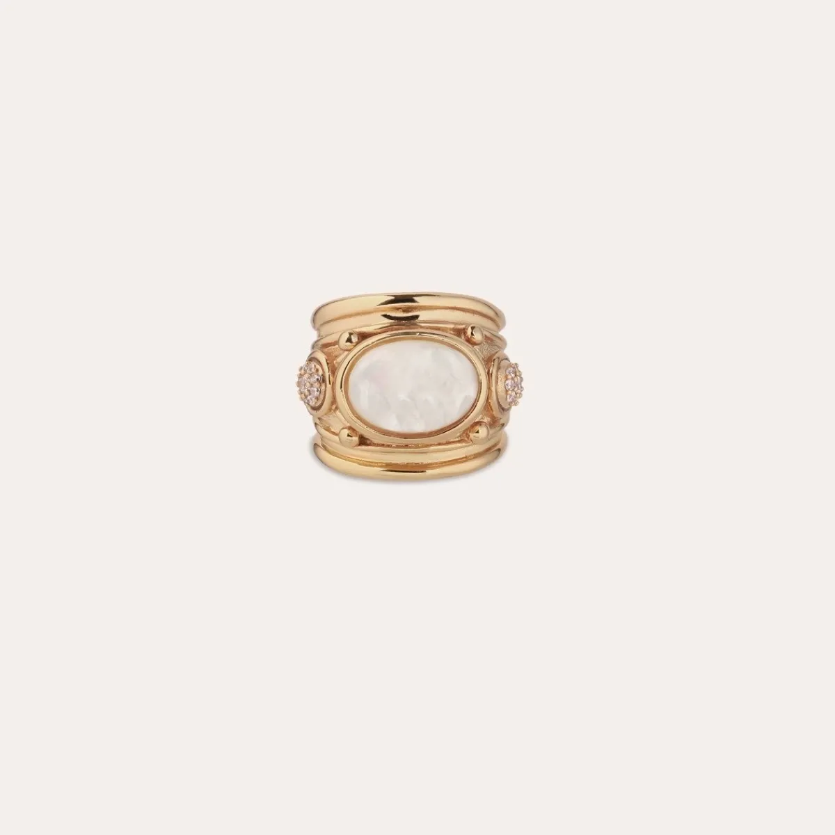 New Gas Bijoux Simone ring gold - Strass & Mother-of-pearl Whitemotherofpearl